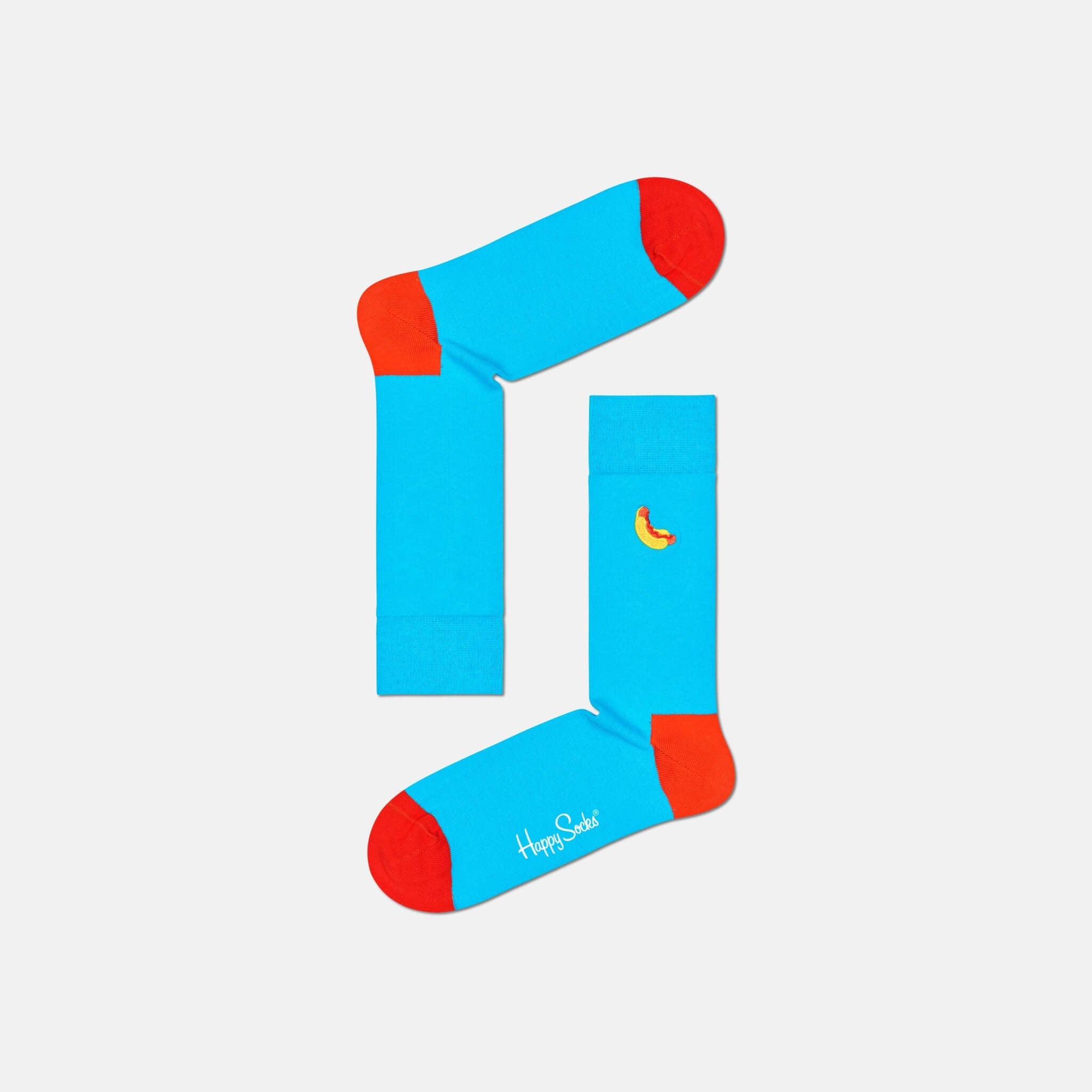 Șosete albastre Happy Socks cu hot dog brodat, model Hot Dog