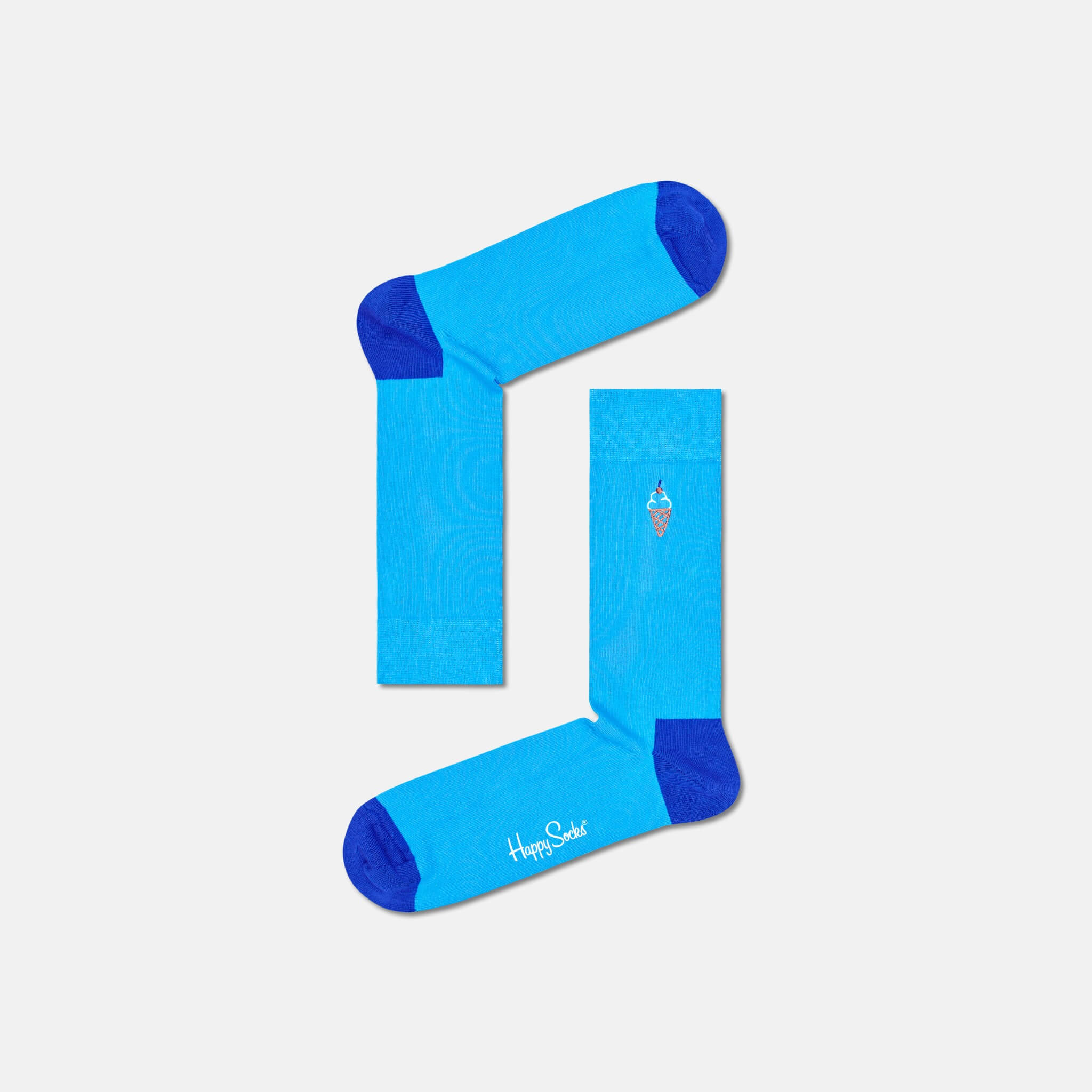 Șosete albastre Happy Socks cu înghețată brodată, model Ice Cream