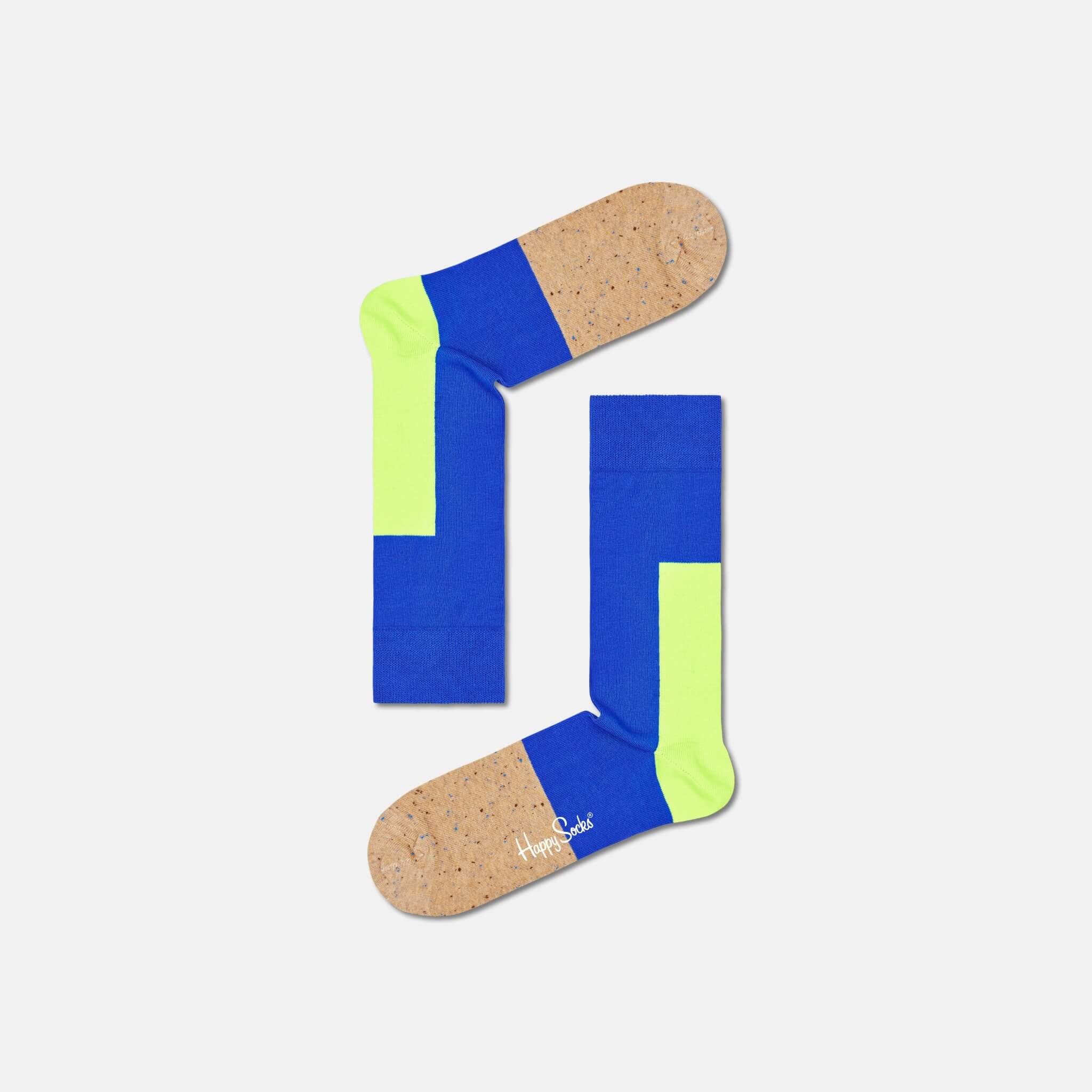 Șosete albastru-galben Happy Socks, model Blocked