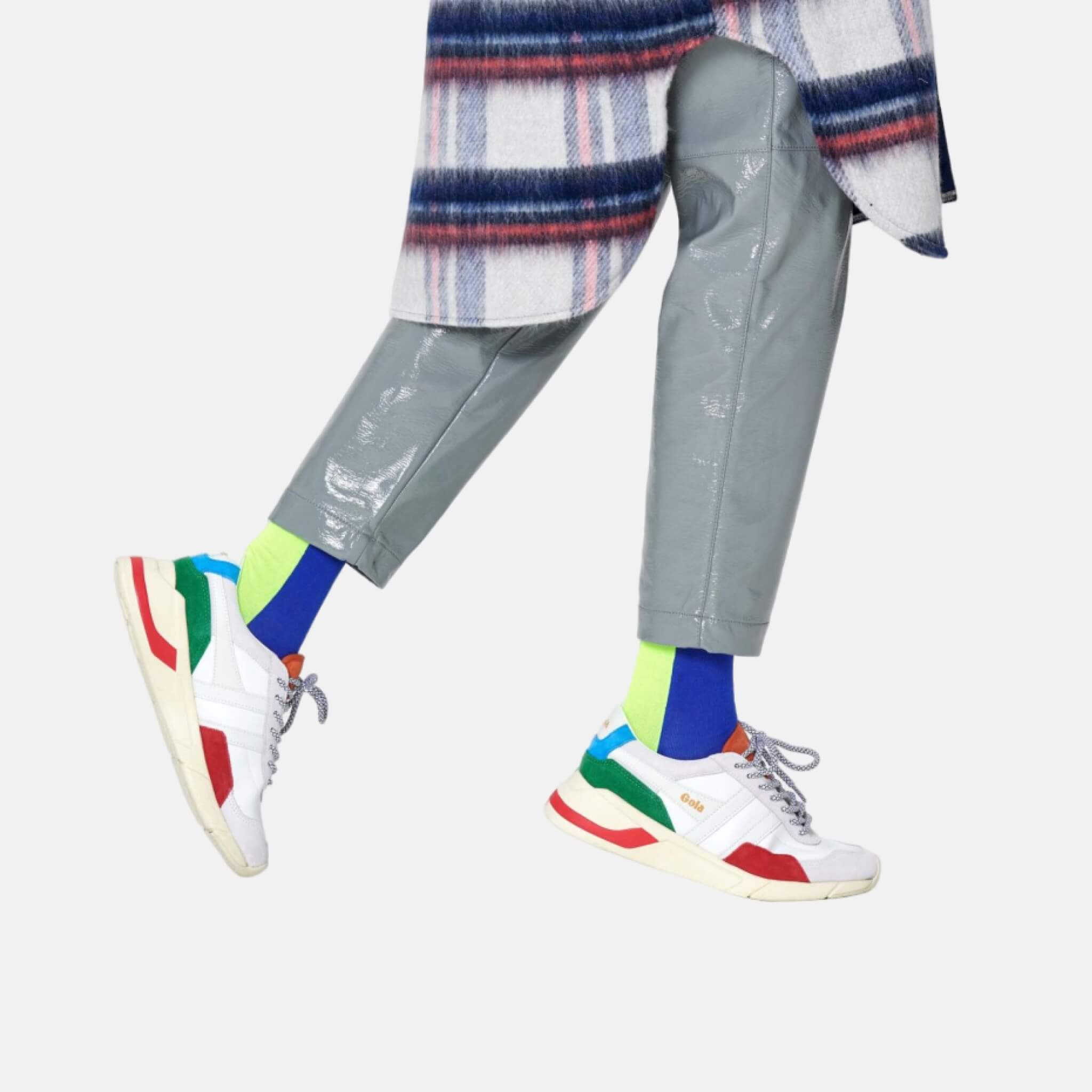 Șosete albastru-galben Happy Socks, model Blocked