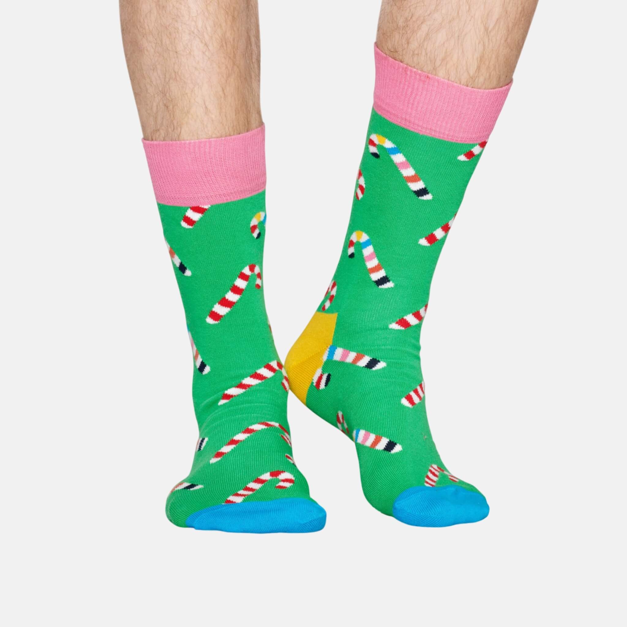 Șosete verzi Happy Socks cu vată de zahăr, model Candy Cane