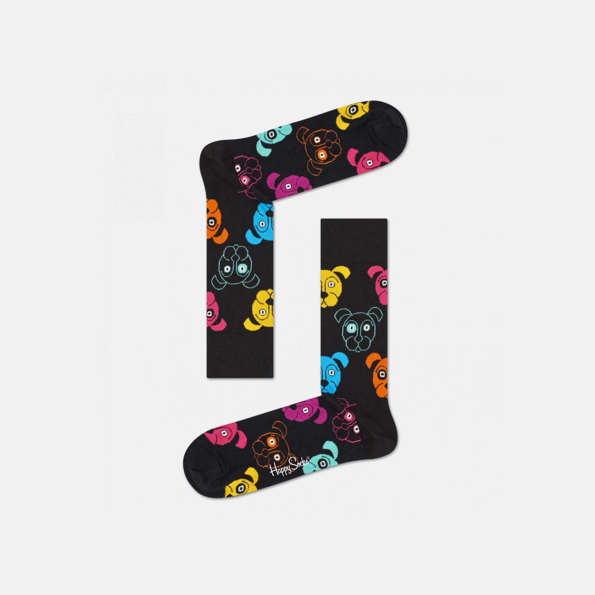 Șosete negre Happy Socks cu căței, model Dog