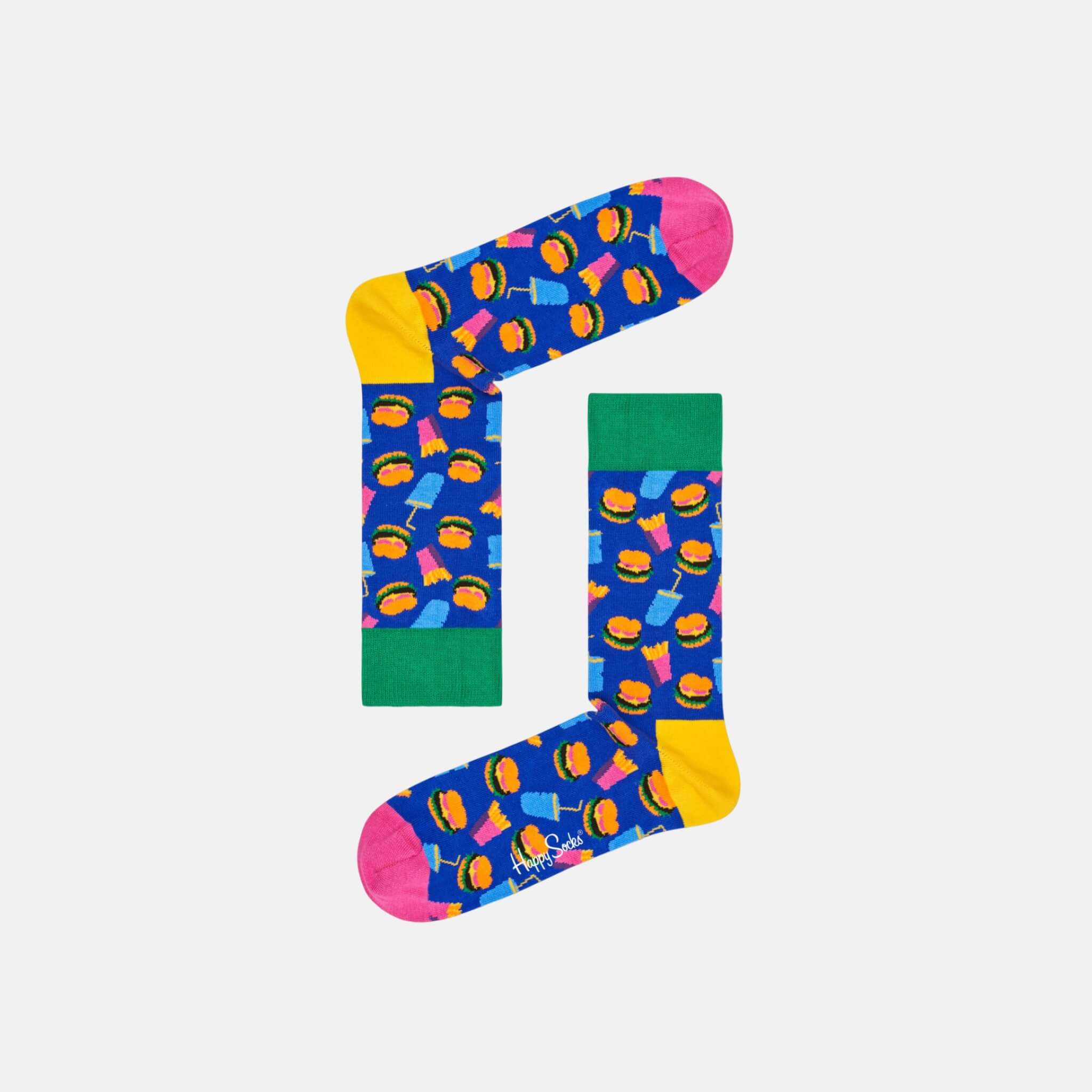 Șosete albastre Happy Socks, model colorat Hamburger