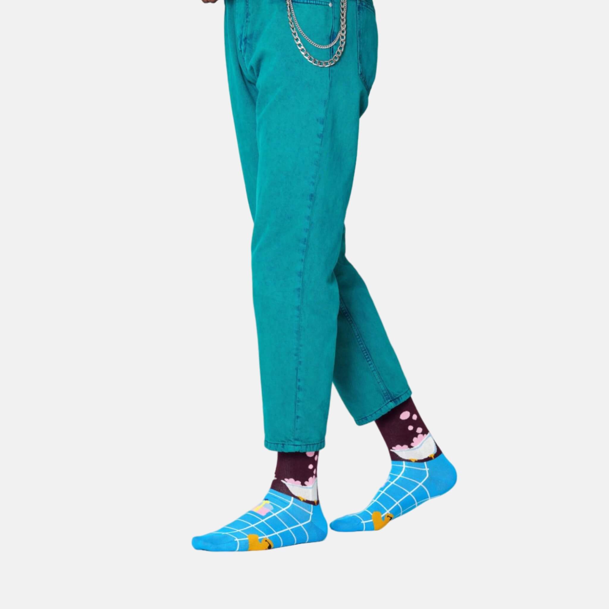 Șosete albastru-maro Happy Socks cu rățușcă, model Me Time