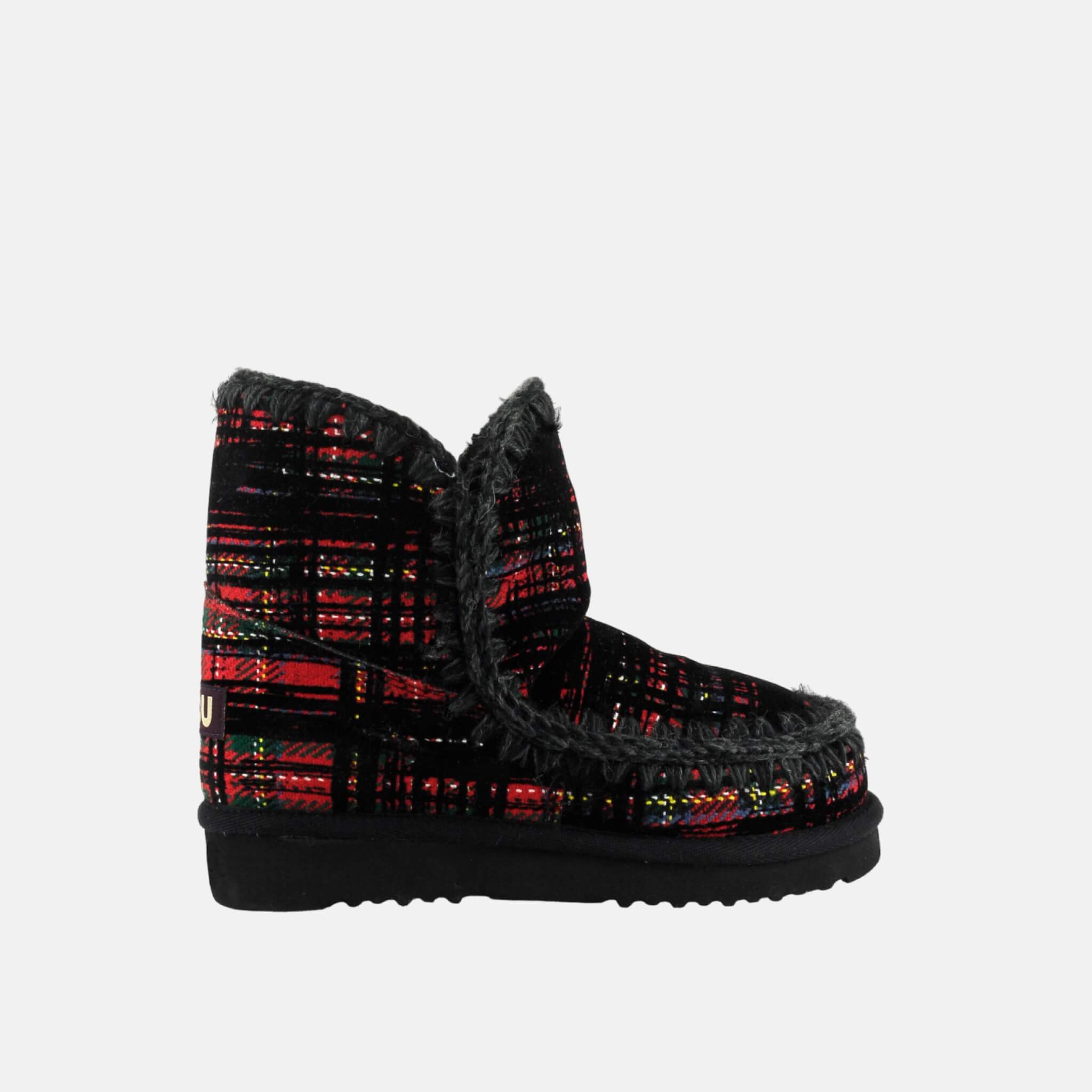 Ghete din lână negru-roșu Mou Eskimo fabric