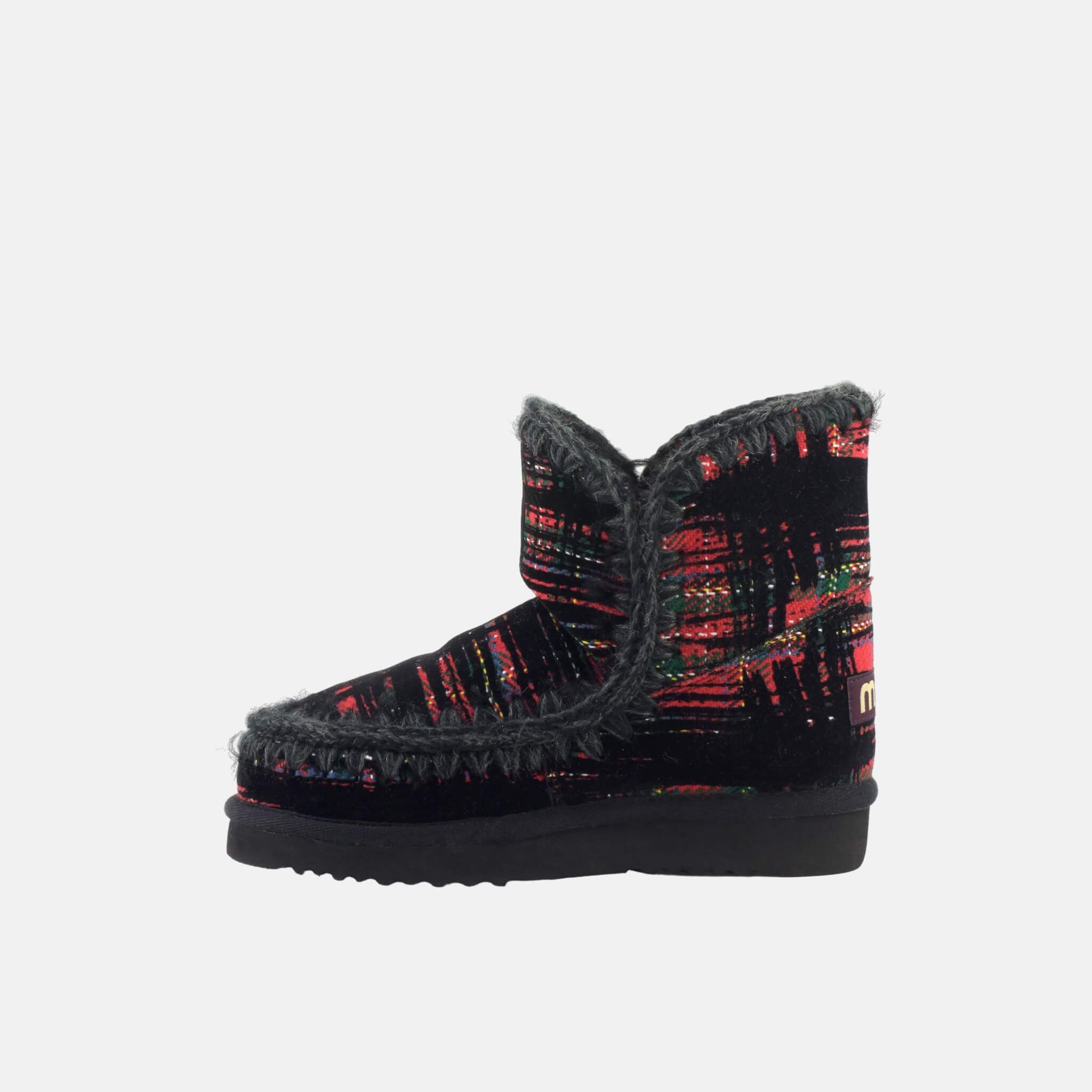 Ghete din lână negru-roșu Mou Eskimo fabric