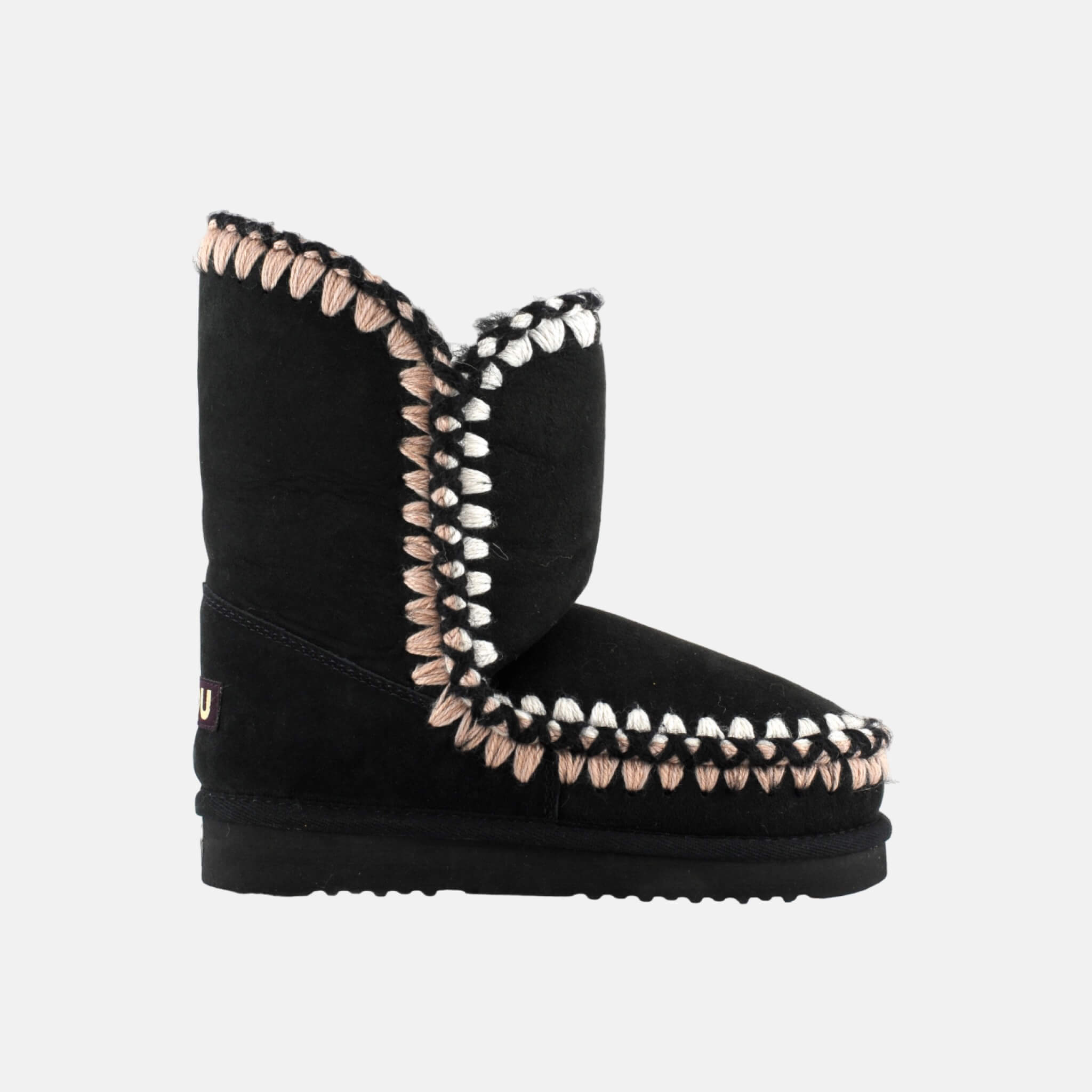 Ghete din lână negre Mou Eskimo with 3d overstitching de damă