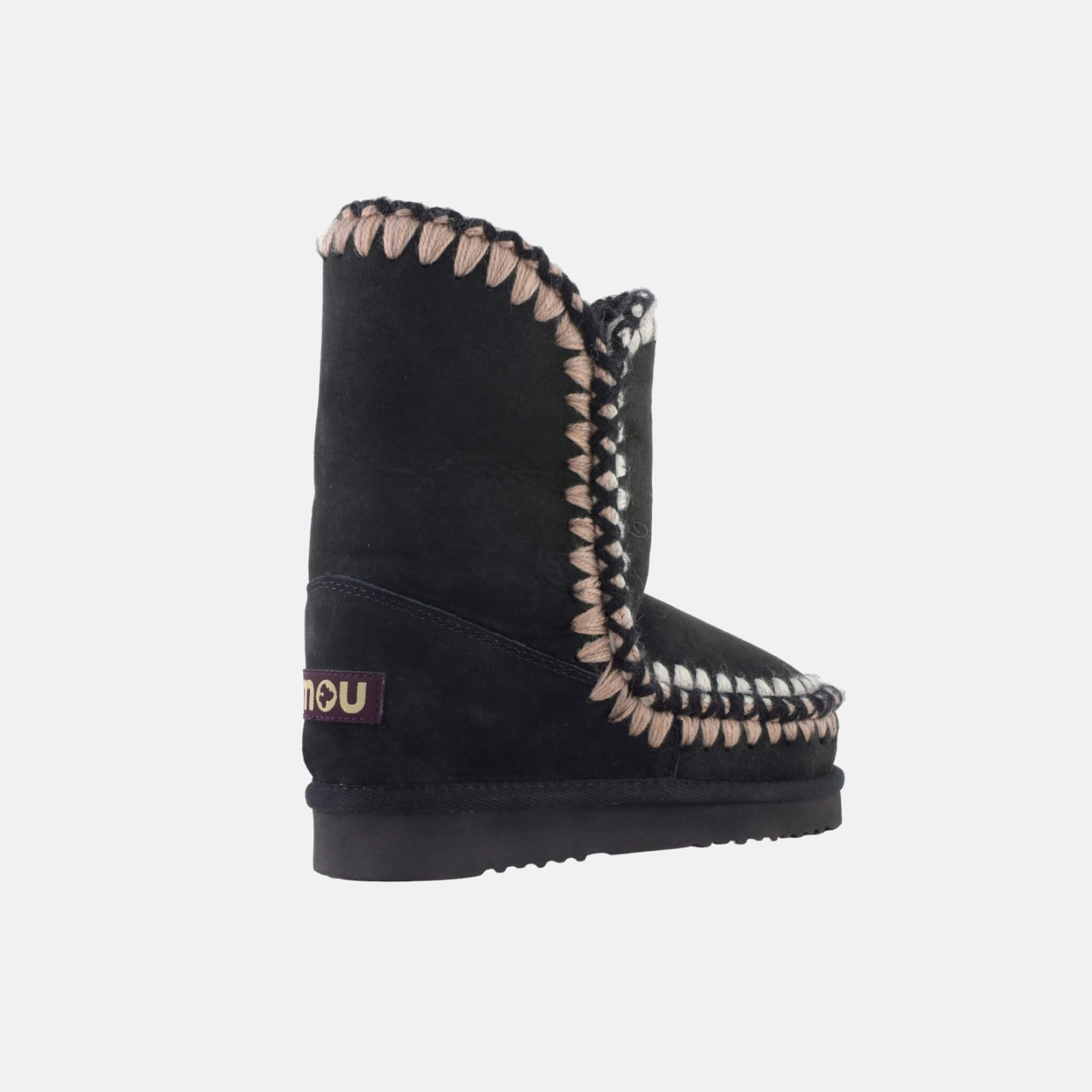 Ghete din lână negre Mou Eskimo with 3d overstitching de damă