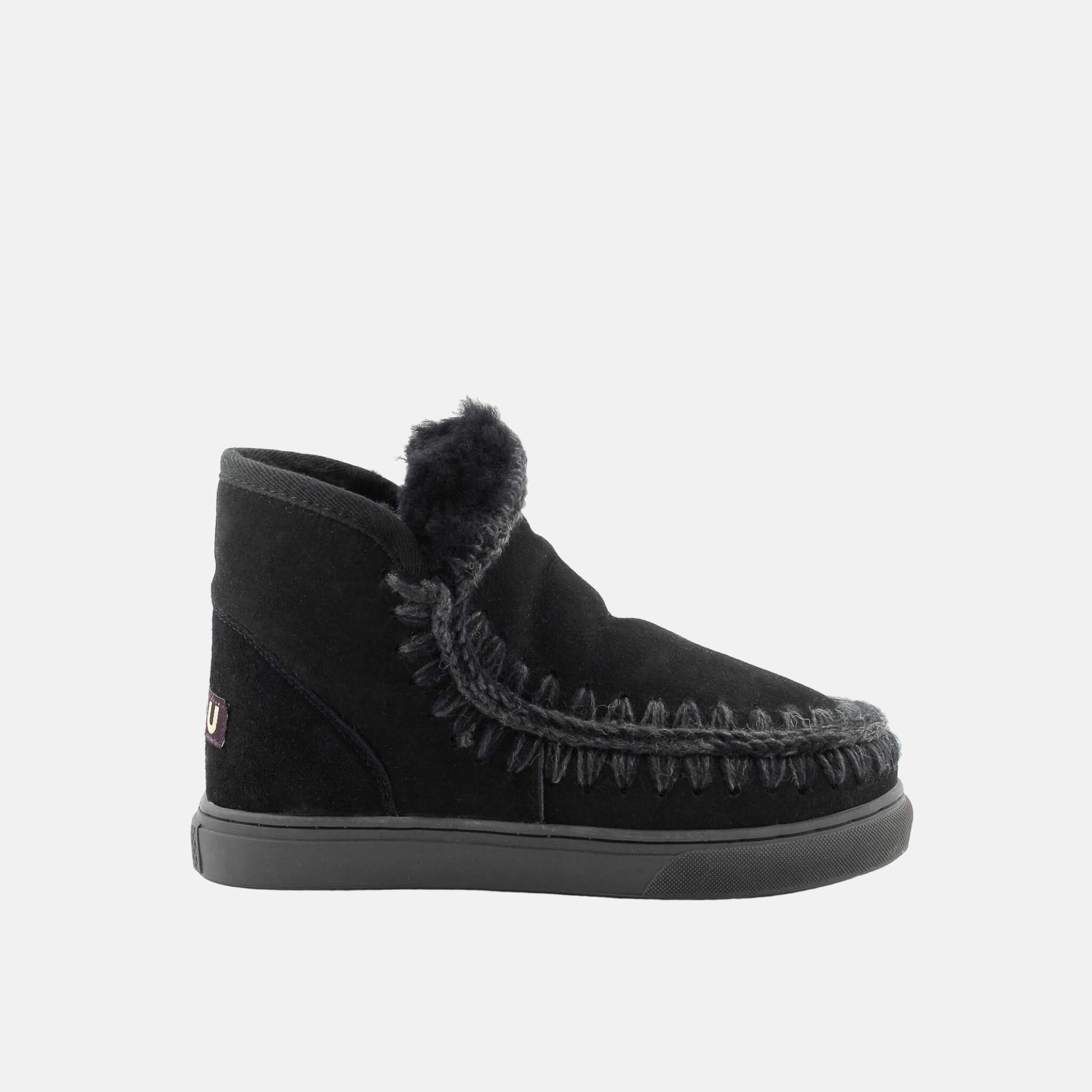 Ghete din lână negre Mou Eskimo Sneaker de damă