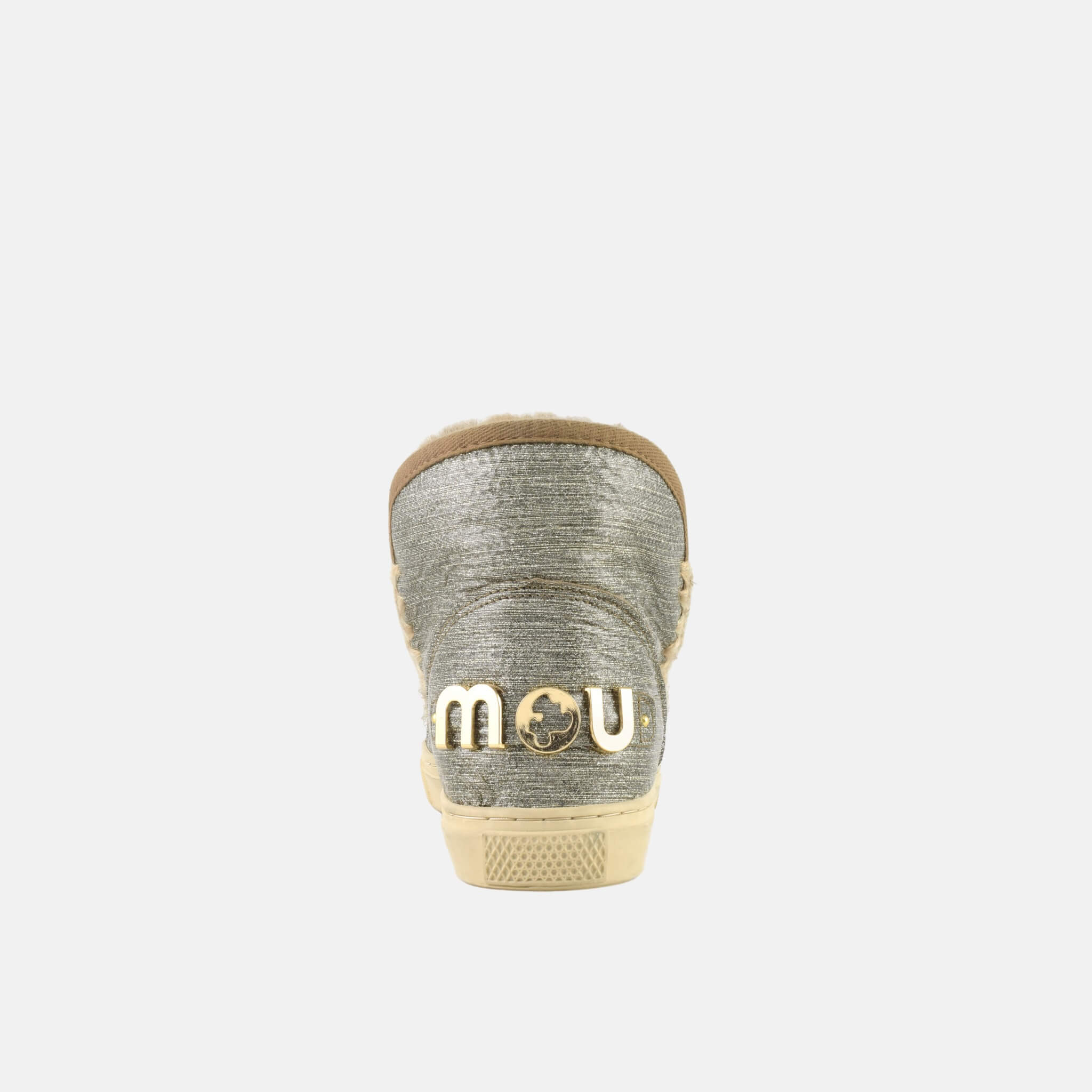 Ghete din lână argintii cu logo Mou Eskimo Sneaker big metallic logo de damă