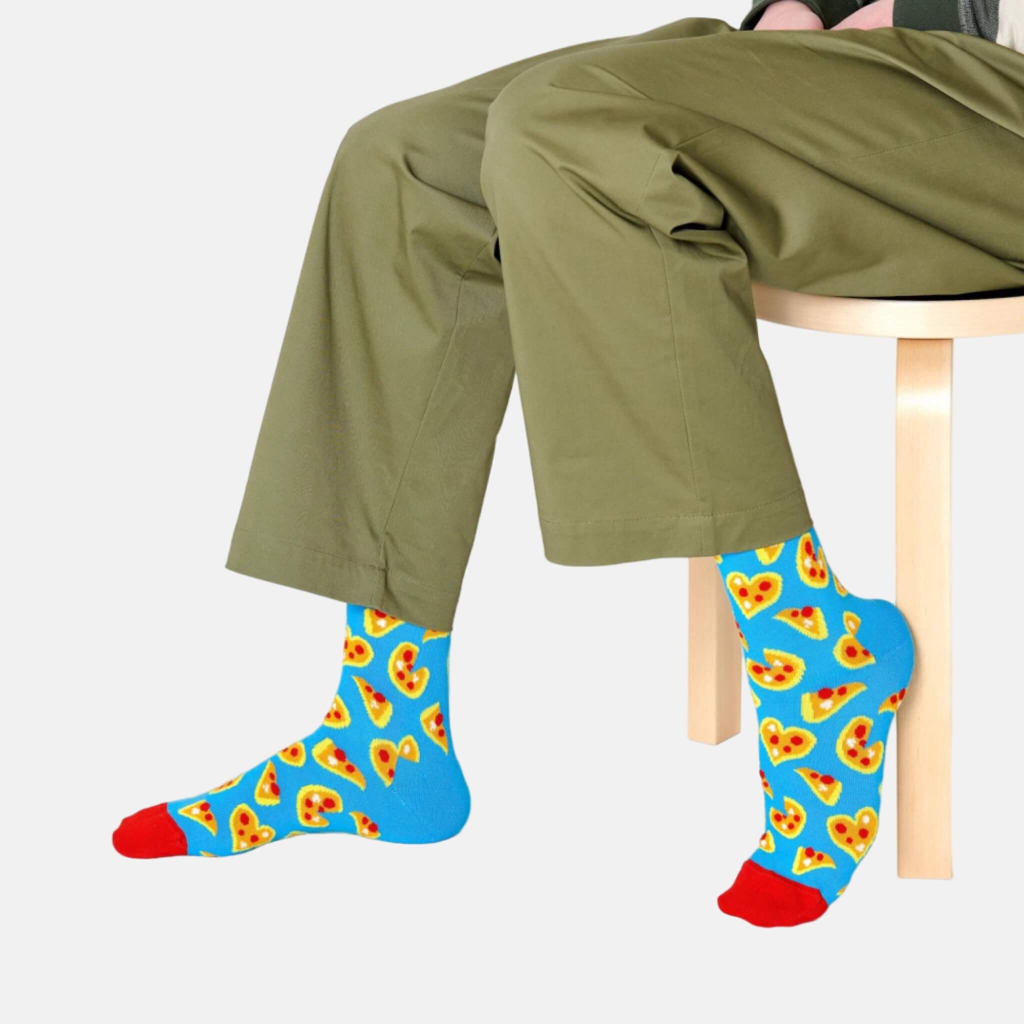 Șosete albastre Happy Socks, model Pizza Love