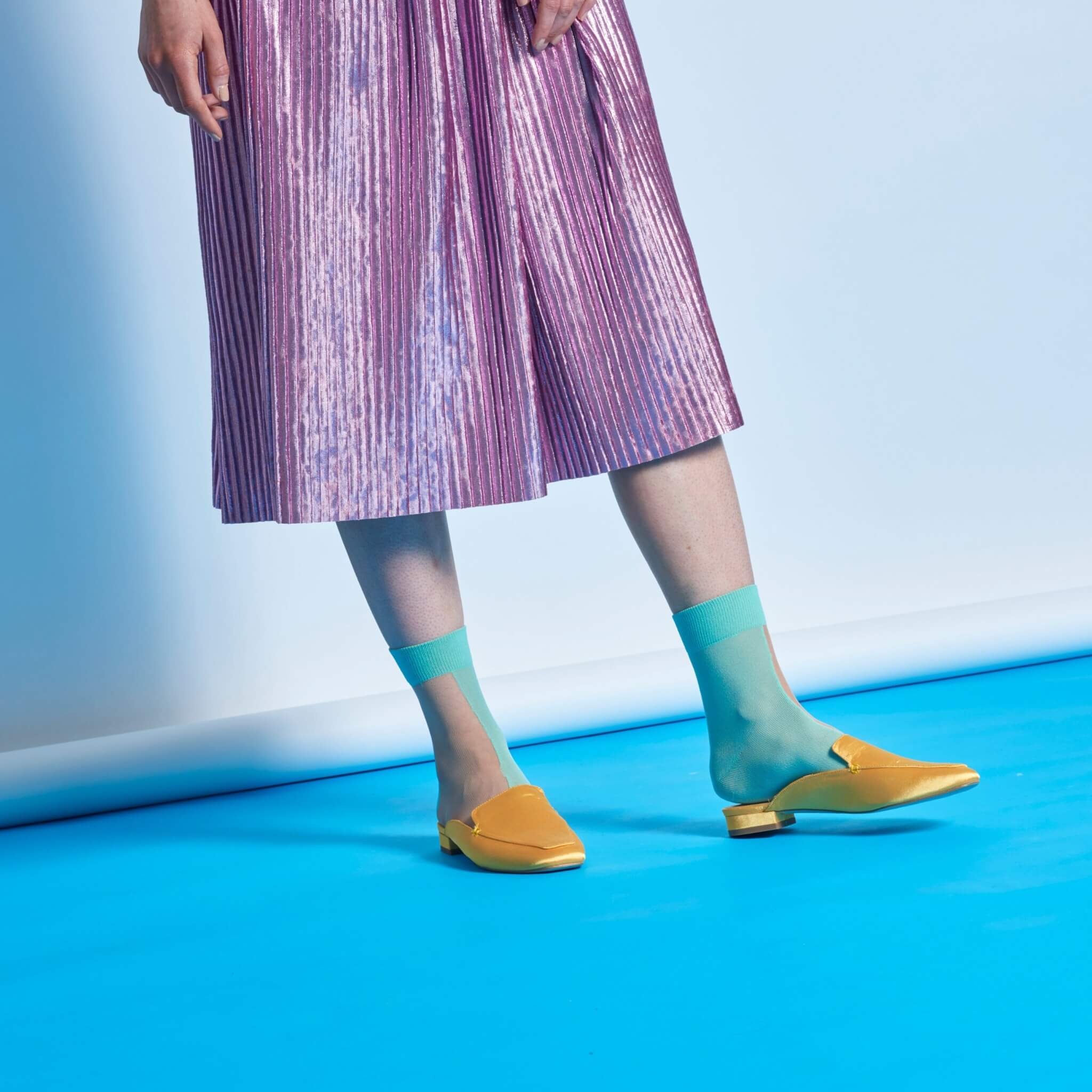 Șosete turcoaz-gri Happy Socks Filippa de damă // colecție Hysteria