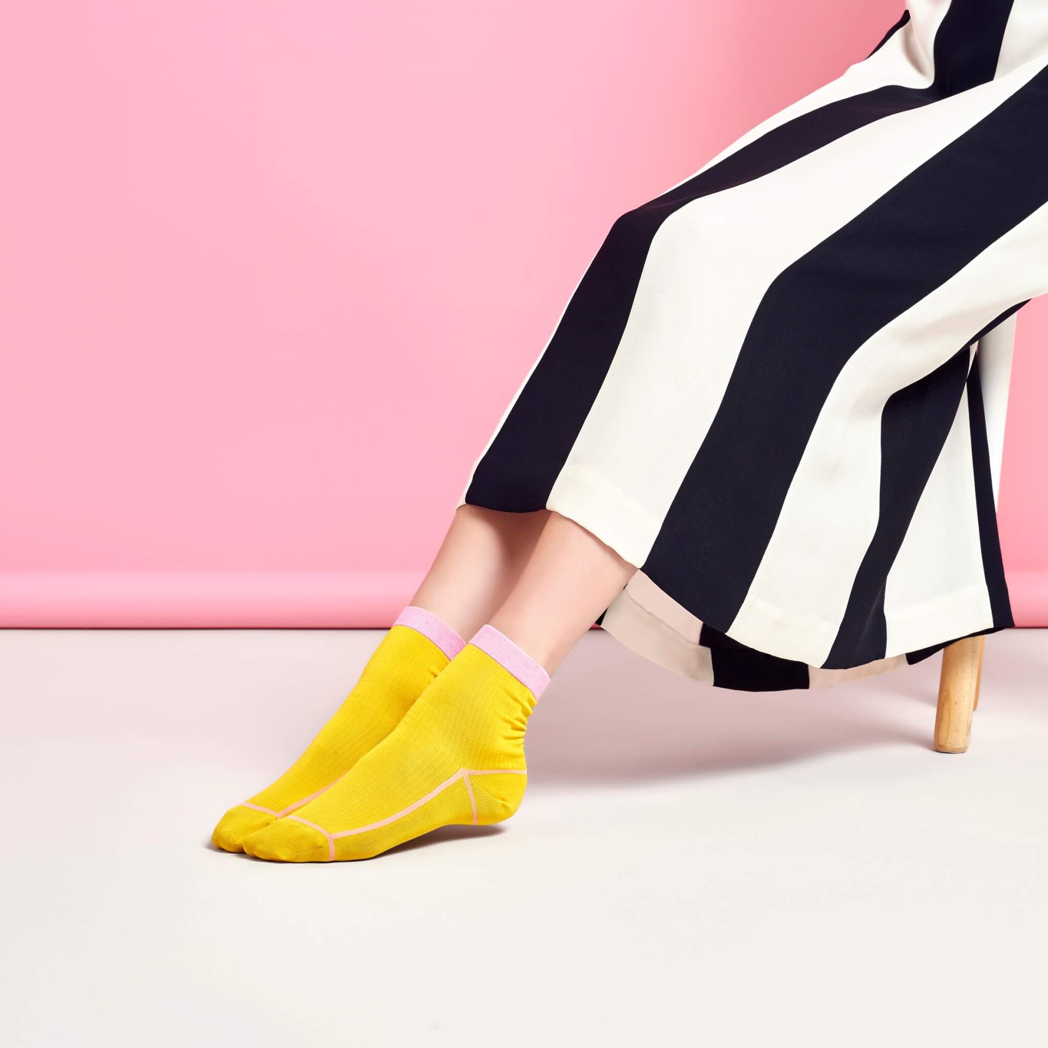 Șosete galbene Happy Socks Lily de damă // colecția Hysteria