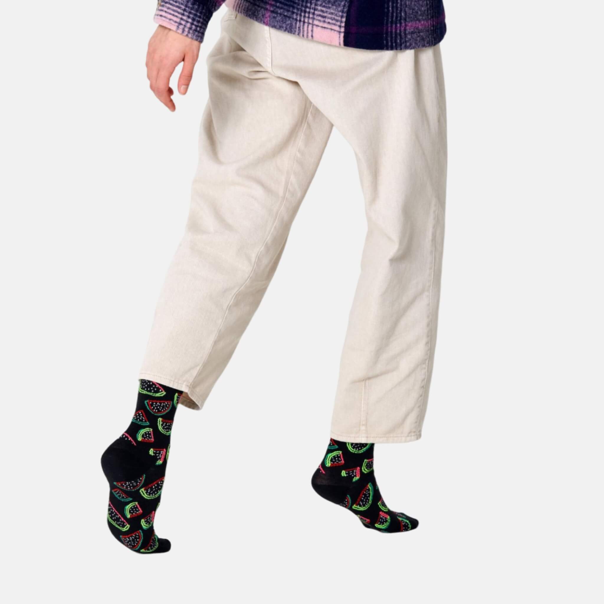 Șosete negre Happy Socks cu pepeni, model Watermelon