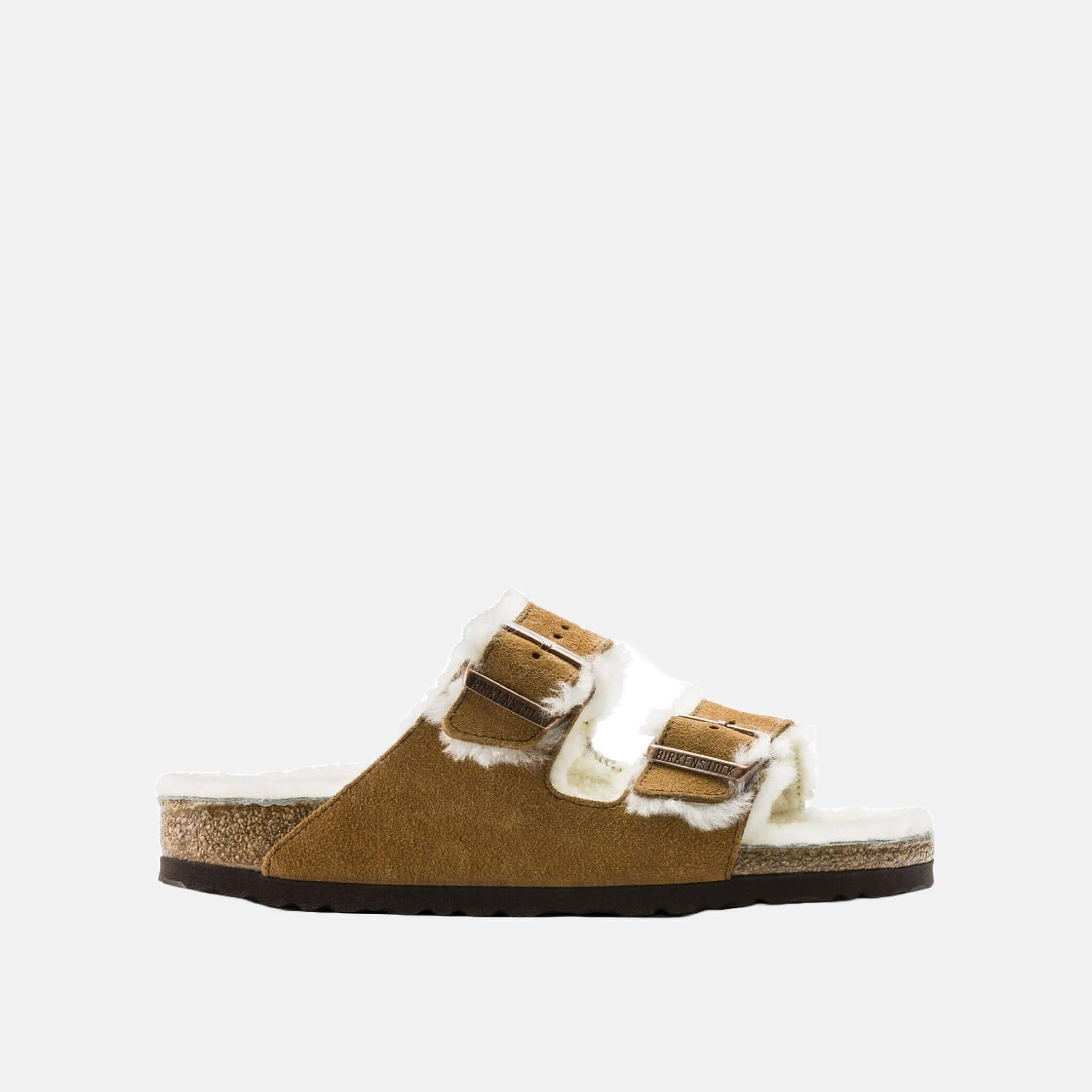 Papuci Birkenstock Arizona Shearling Suede Leather maro