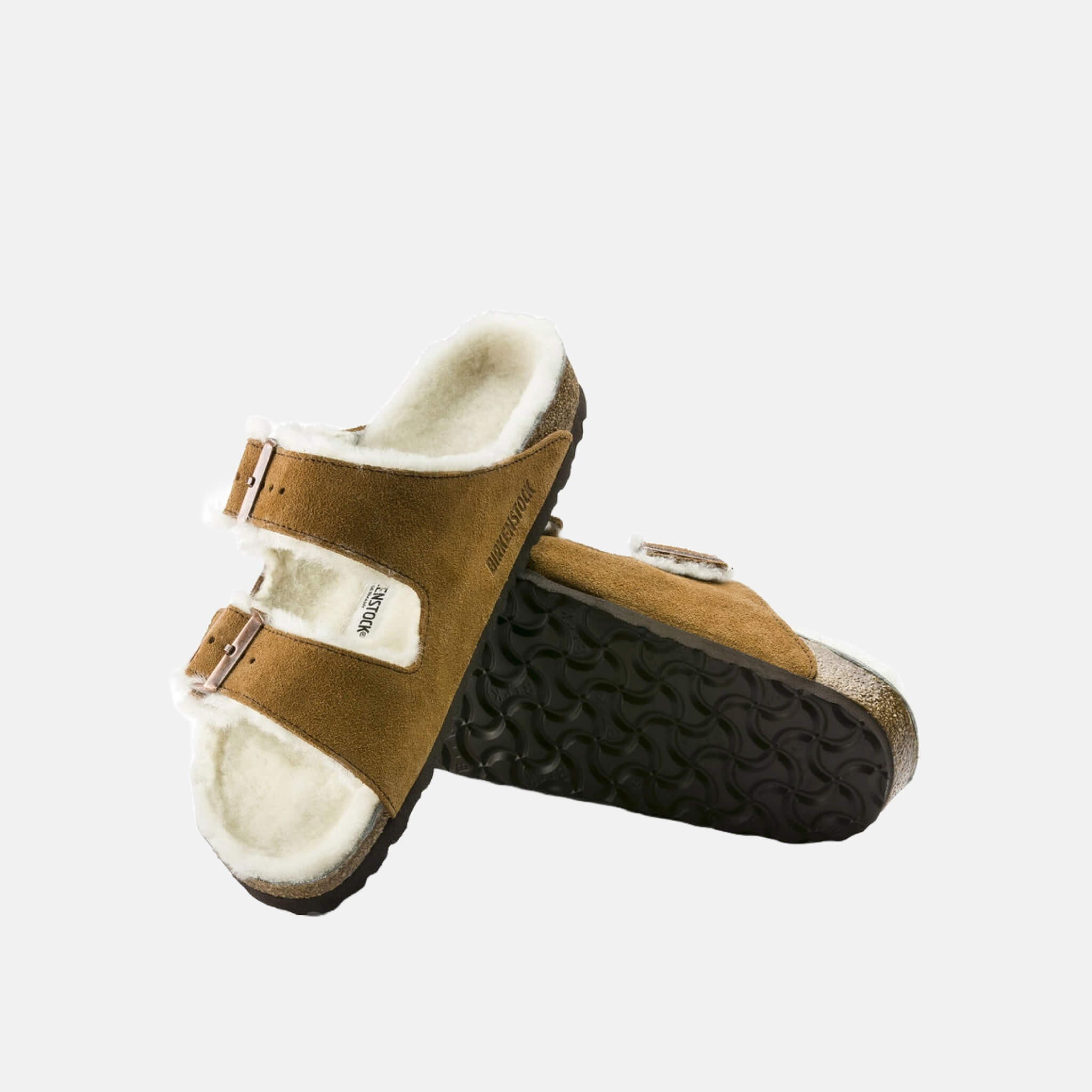 Papuci Birkenstock Arizona Shearling Suede Leather maro