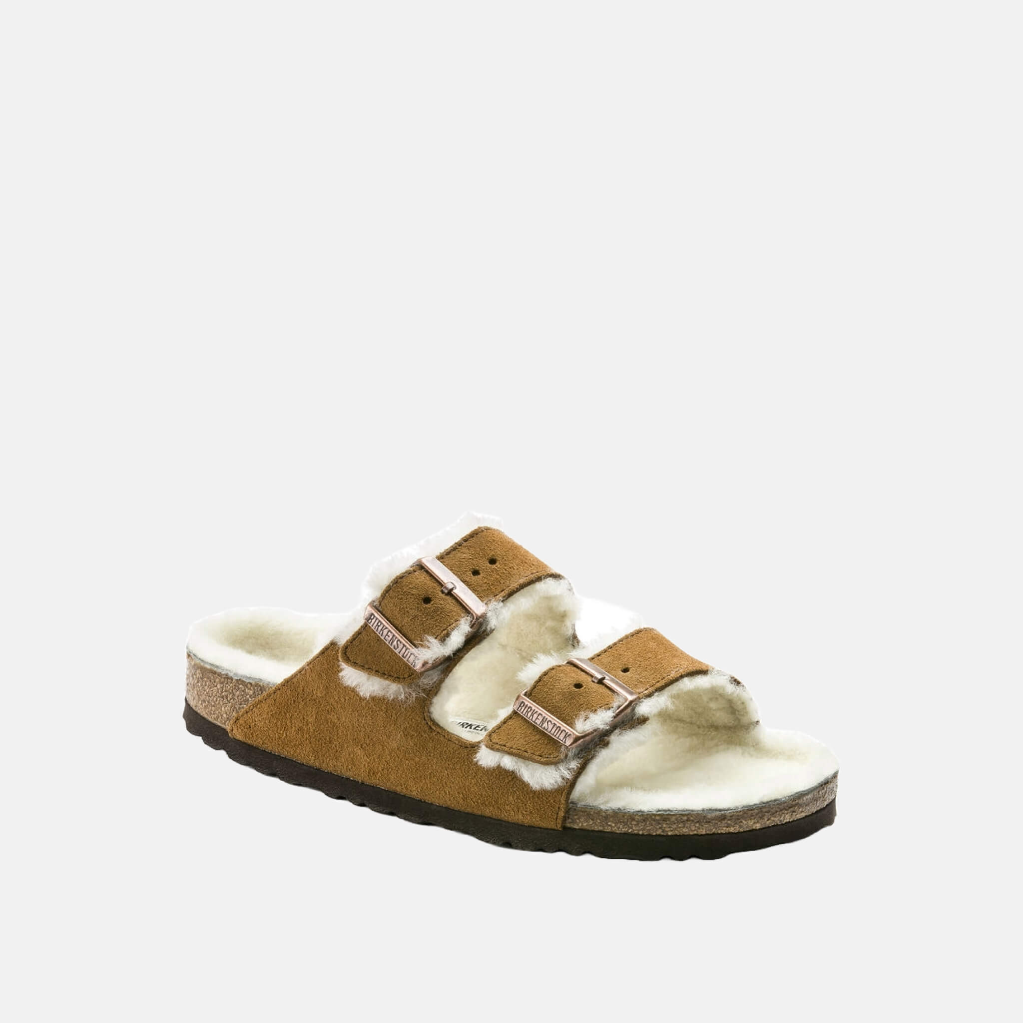 Papuci Birkenstock Arizona Shearling Suede Leather maro