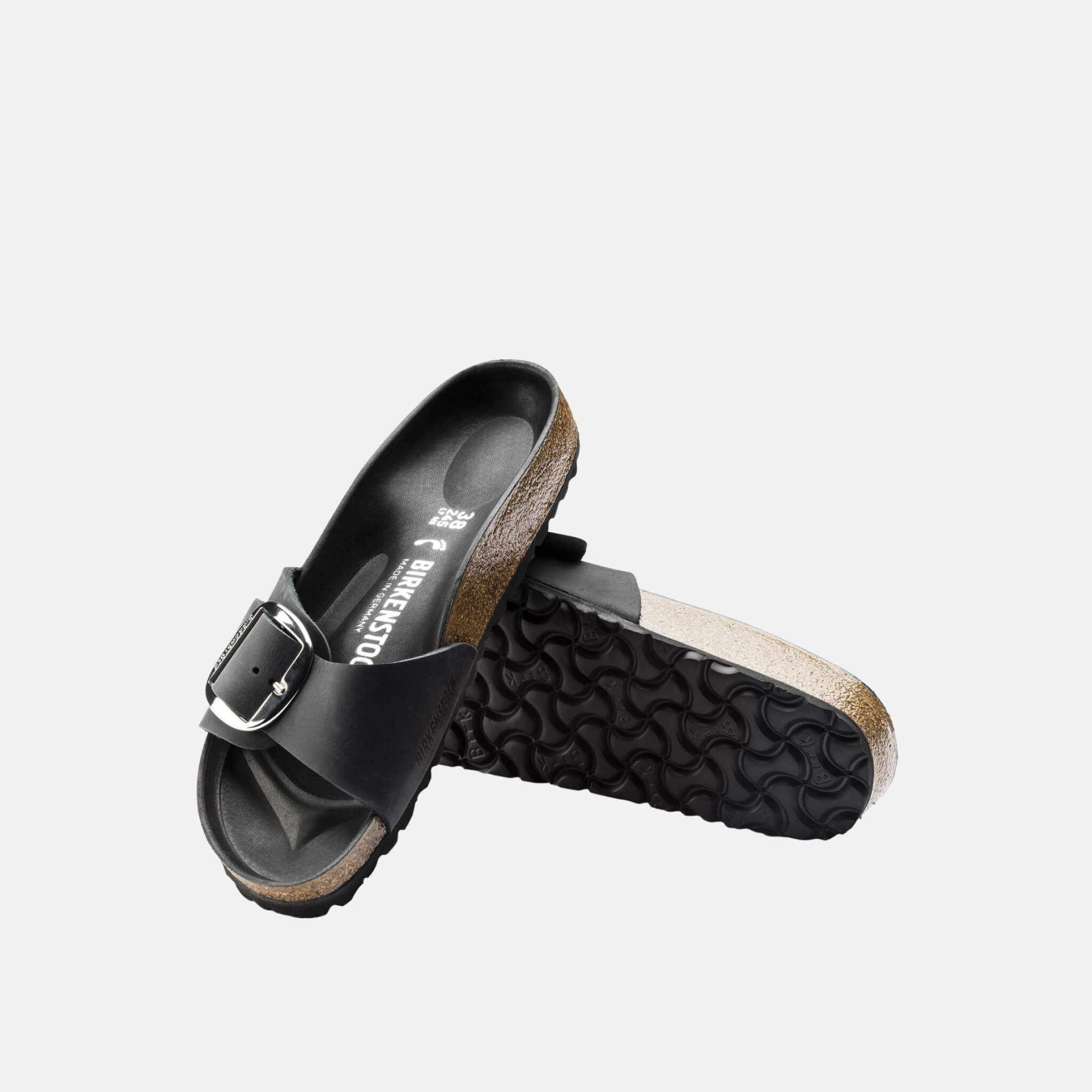Papuci Birkenstock Madrid Big Buckle Oiled Leather negru