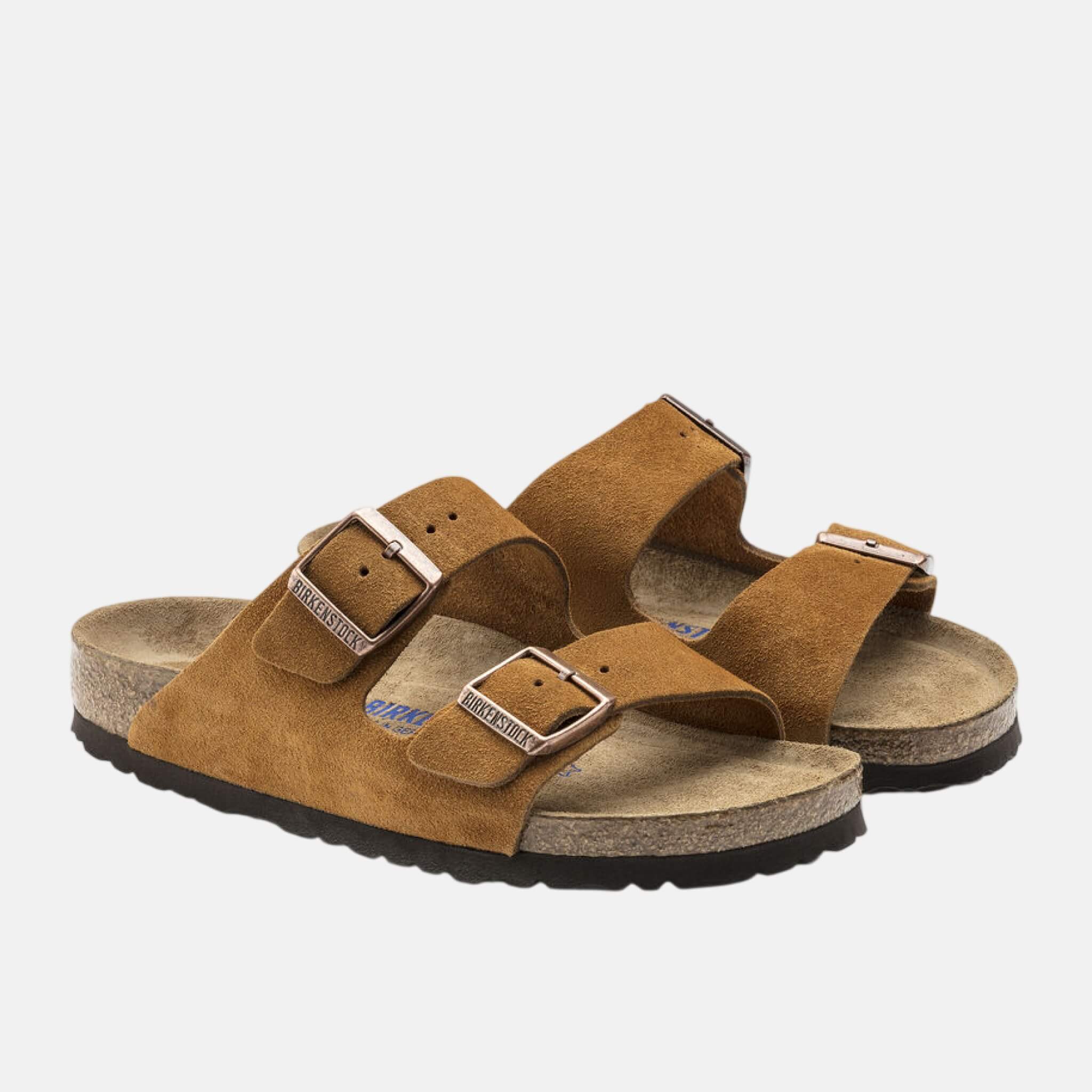 Papuci Birkenstock Arizona Soft Footbed Suede maro