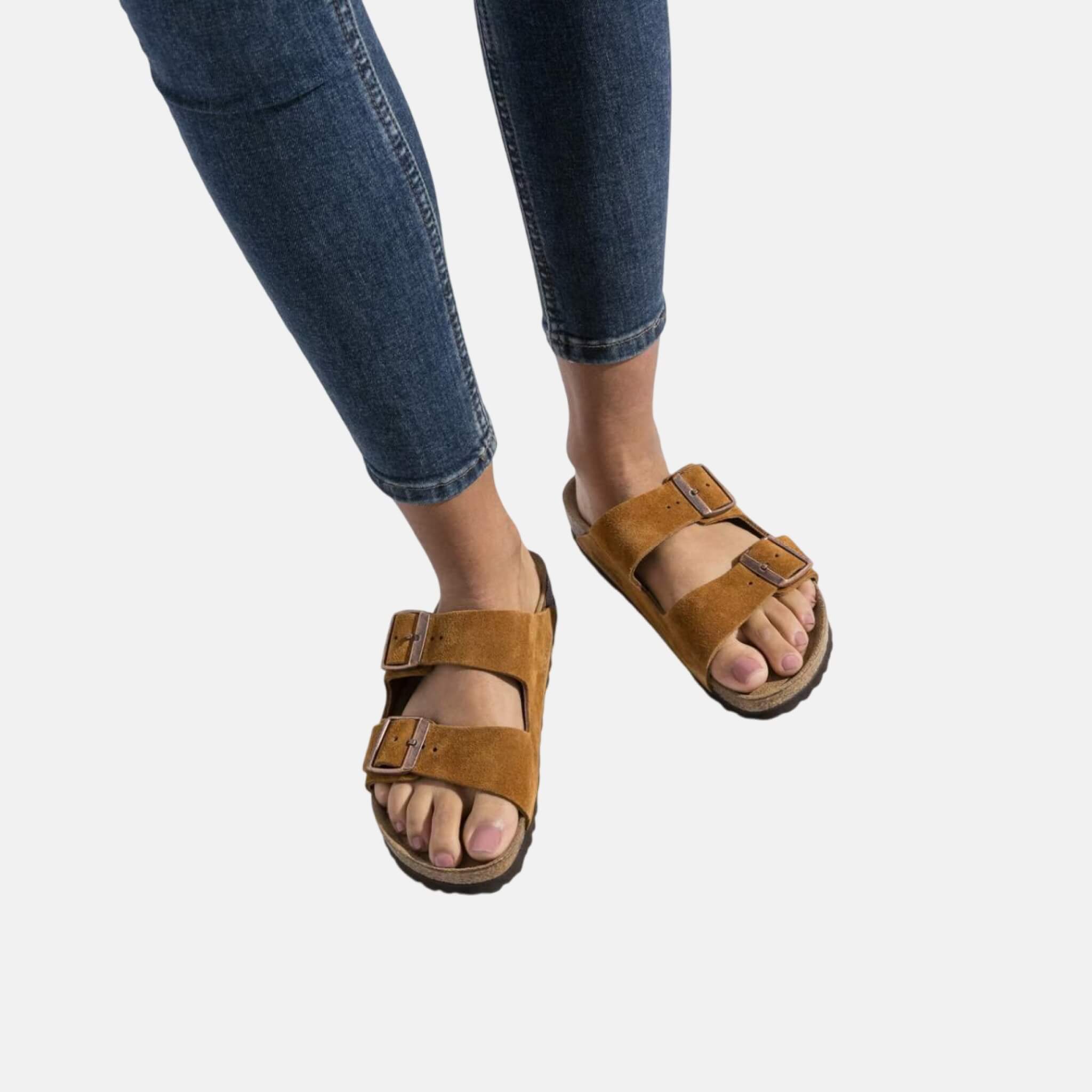 Papuci Birkenstock Arizona Soft Footbed Suede maro