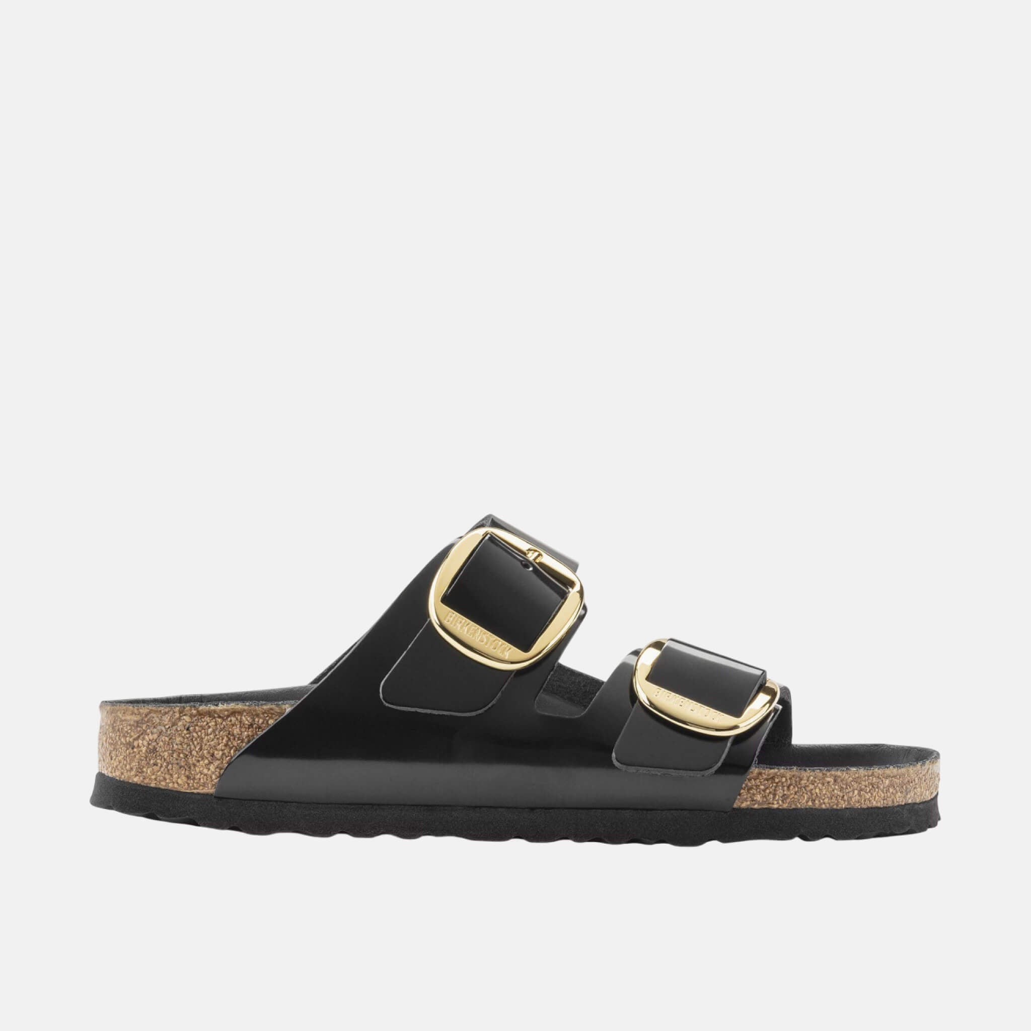 Papuci narrow Arizona Big Buckle Natural Leather Patent negru