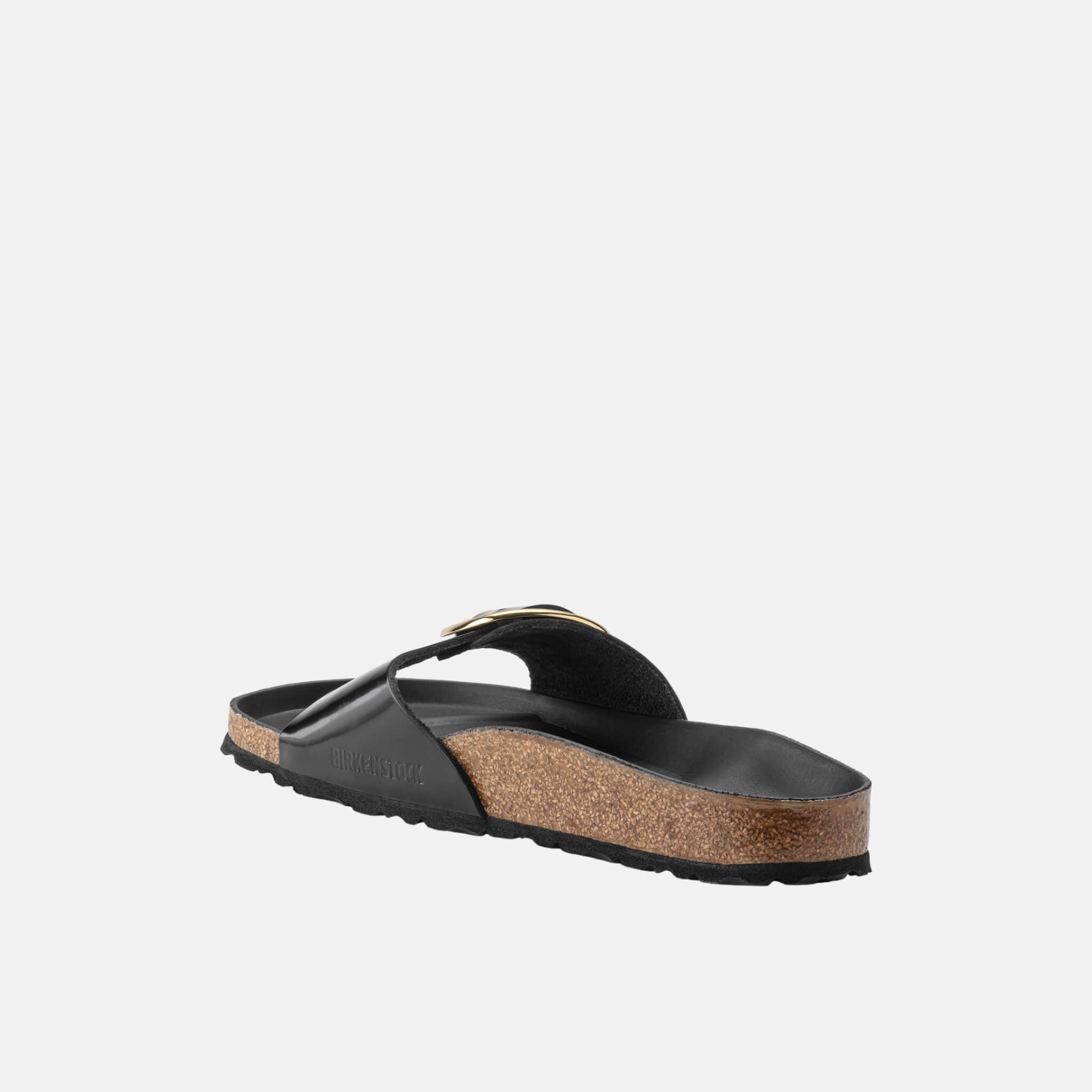 Papuc Regular Birkenstock Madrid Big Buckle High Shine Leather negru