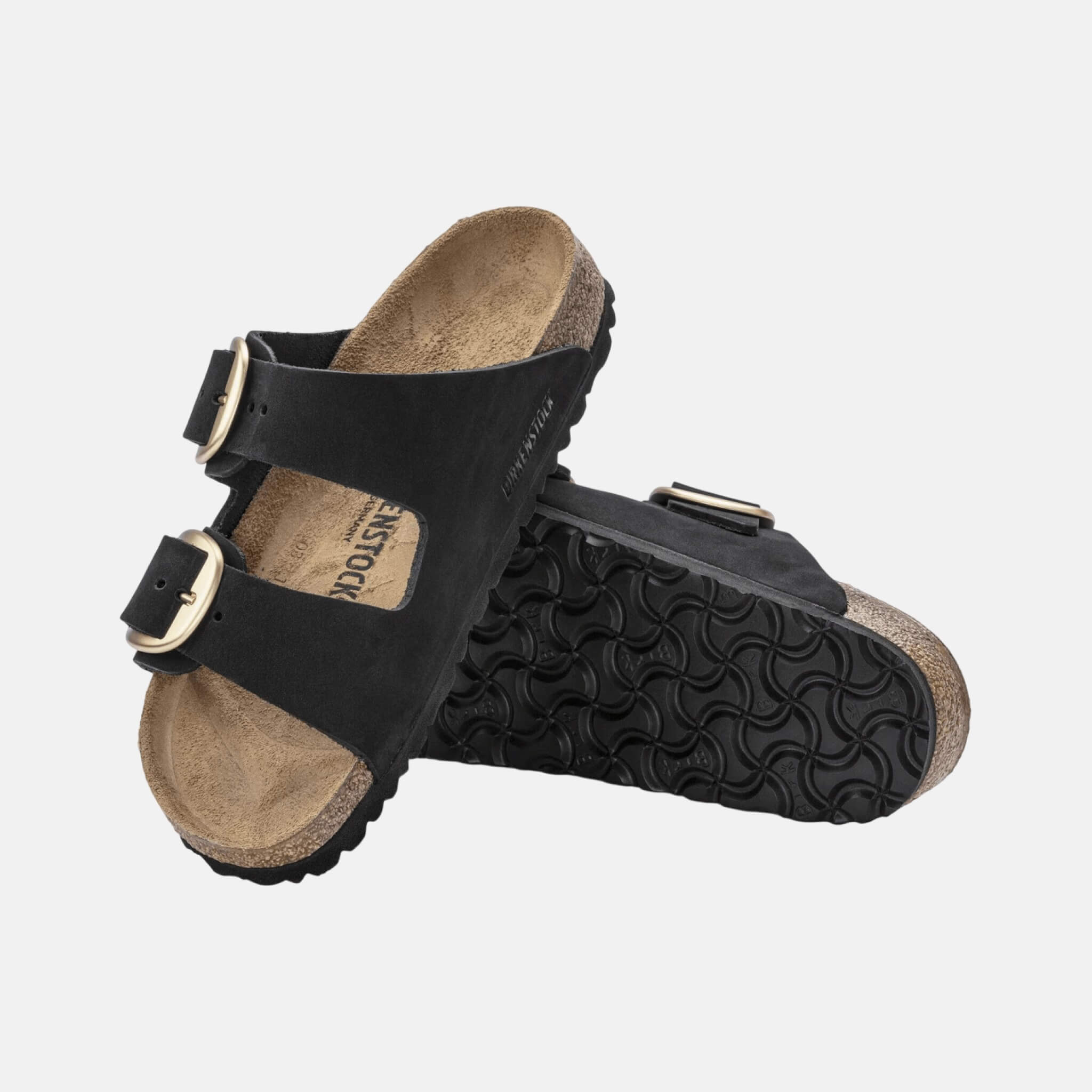 Papuci Regular Birkenstock Arizona Big Buckle Nubuck Leather negru