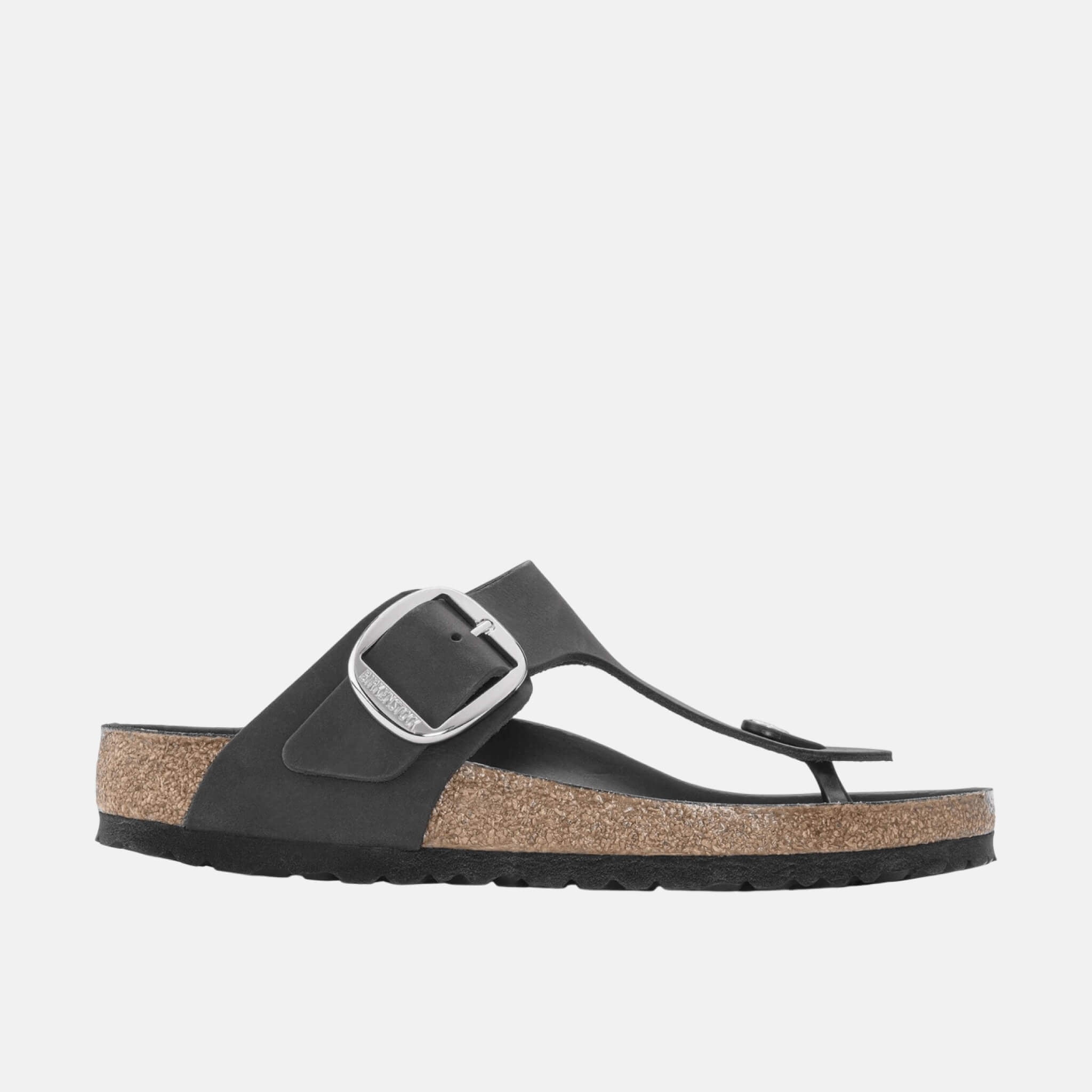 Șlapi Regular Gizeh Big Buckle Natural Leather Oiled negru