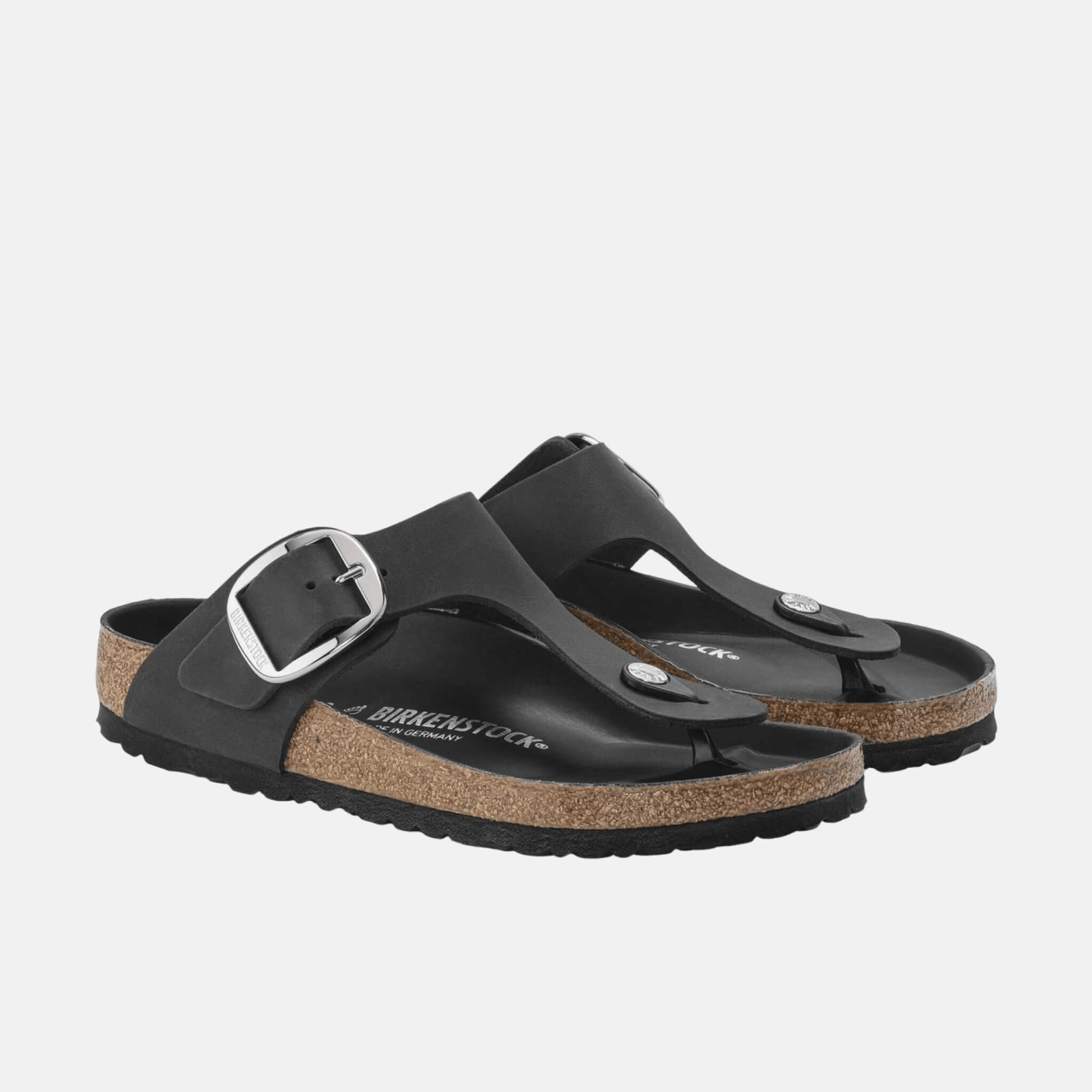 Șlapi Regular Gizeh Big Buckle Natural Leather Oiled negru
