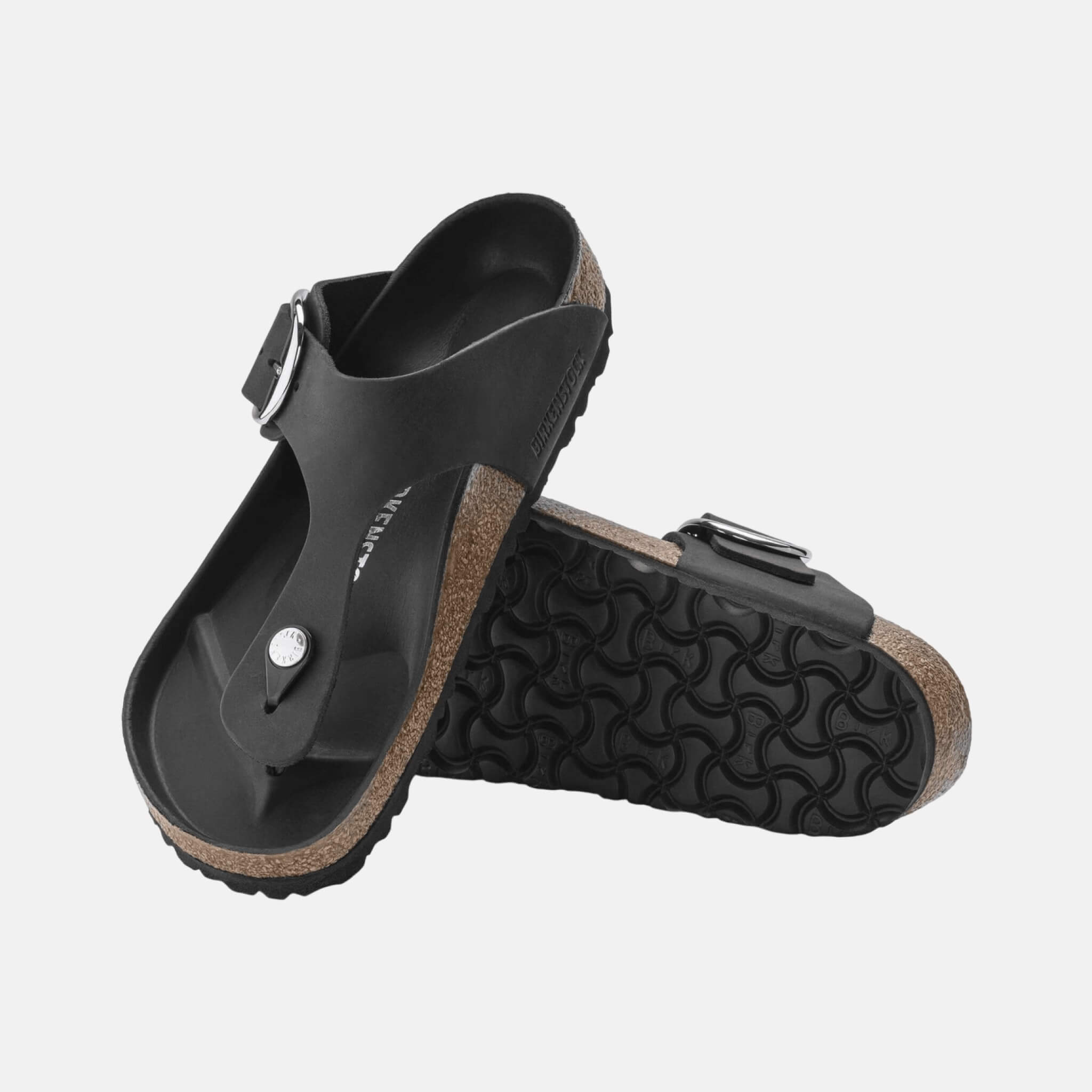 Șlapi Regular Gizeh Big Buckle Natural Leather Oiled negru