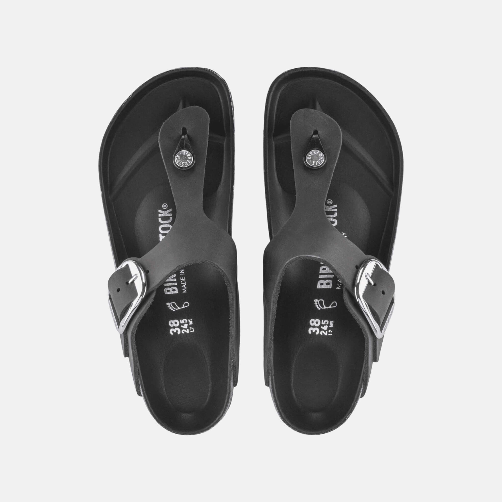 Șlapi Regular Gizeh Big Buckle Natural Leather Oiled negru
