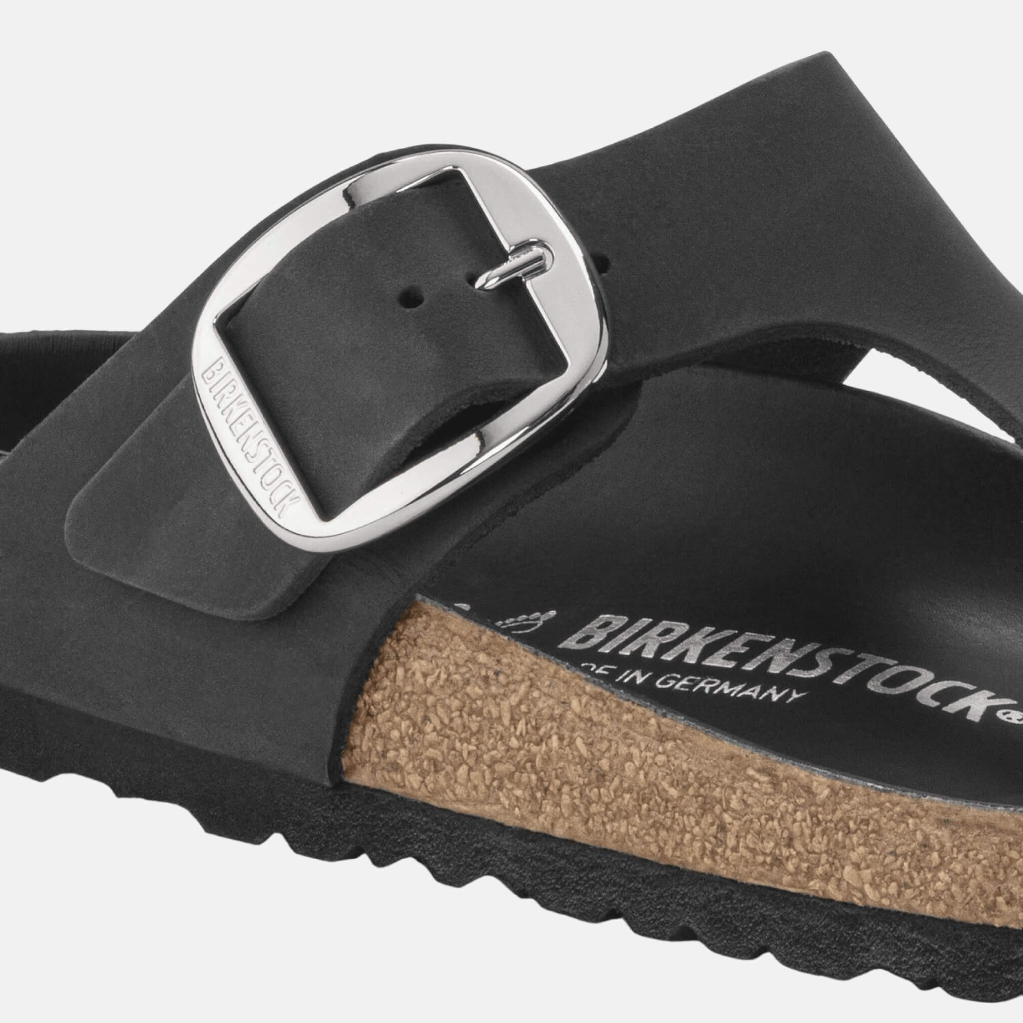 Șlapi Regular Gizeh Big Buckle Natural Leather Oiled negru