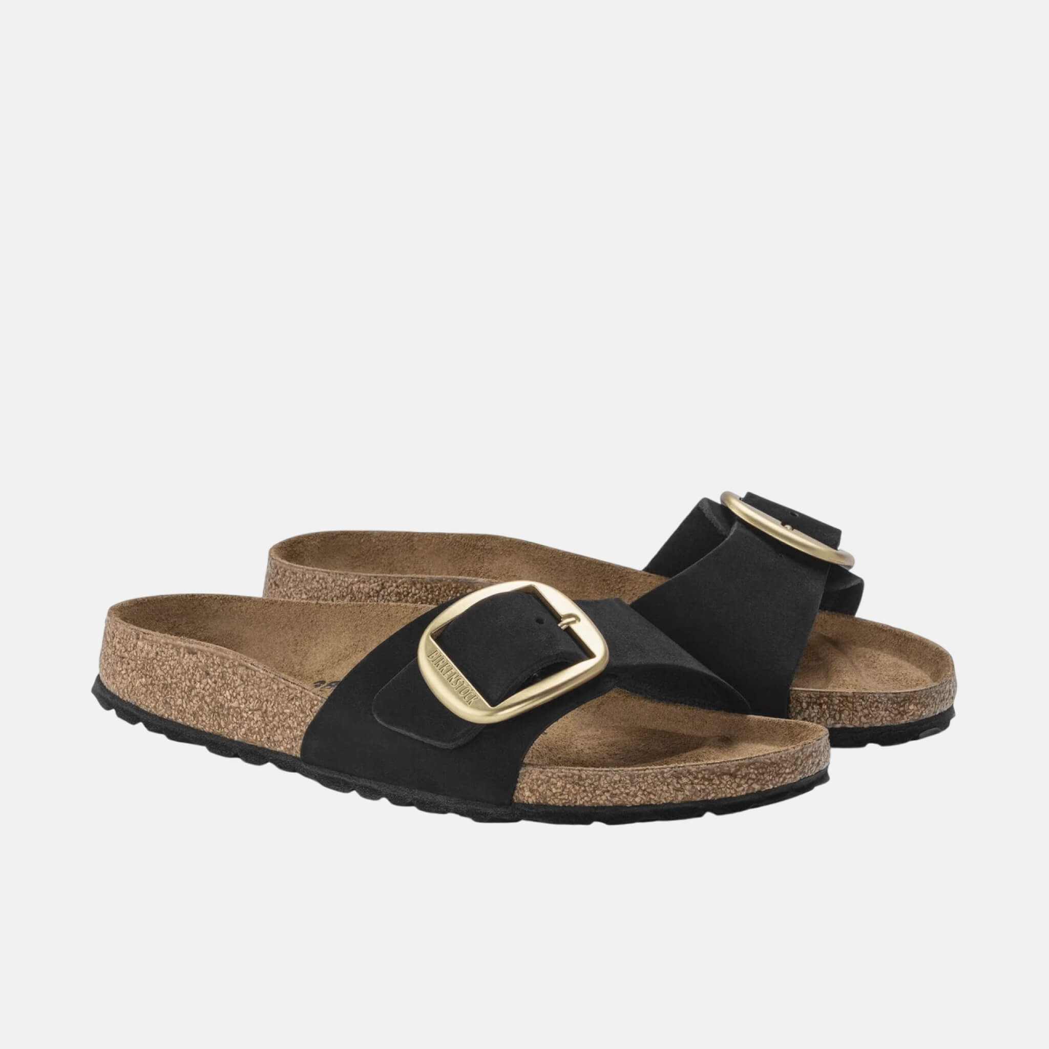 Papuci Birkenstock Madrid Big Buckle Nubuck Leather negru