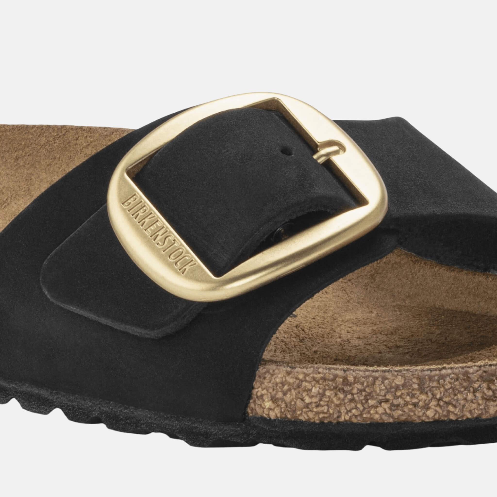 Papuci Birkenstock Madrid Big Buckle Nubuck Leather negru