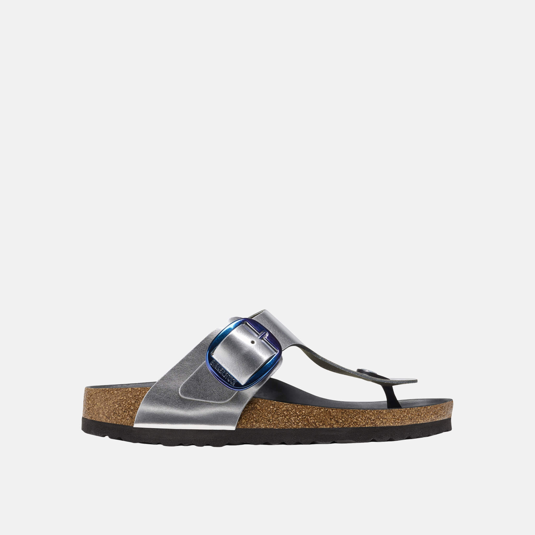 Șlapi Regular Gizeh Big Buckle Metallic Leather argintiu