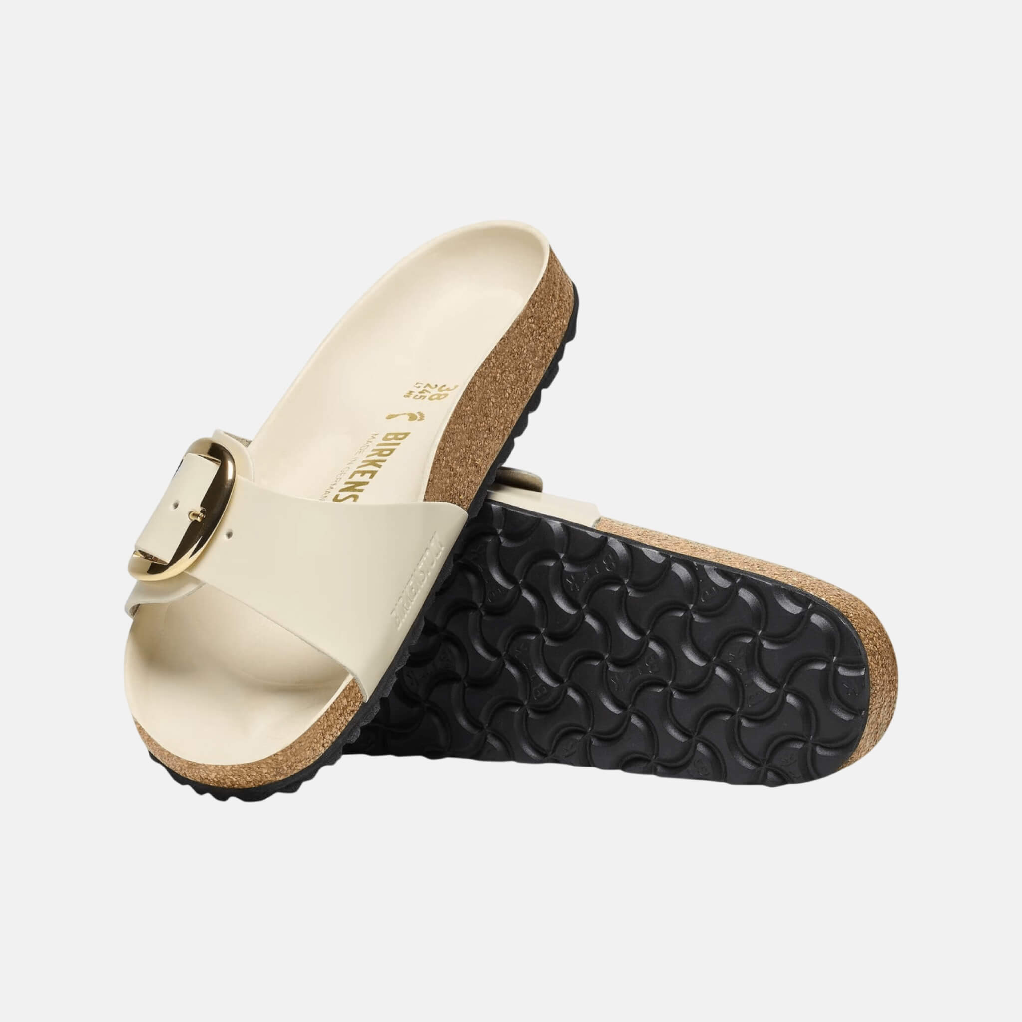 Papuci Regular Madrid High Shine Big Buckle alb