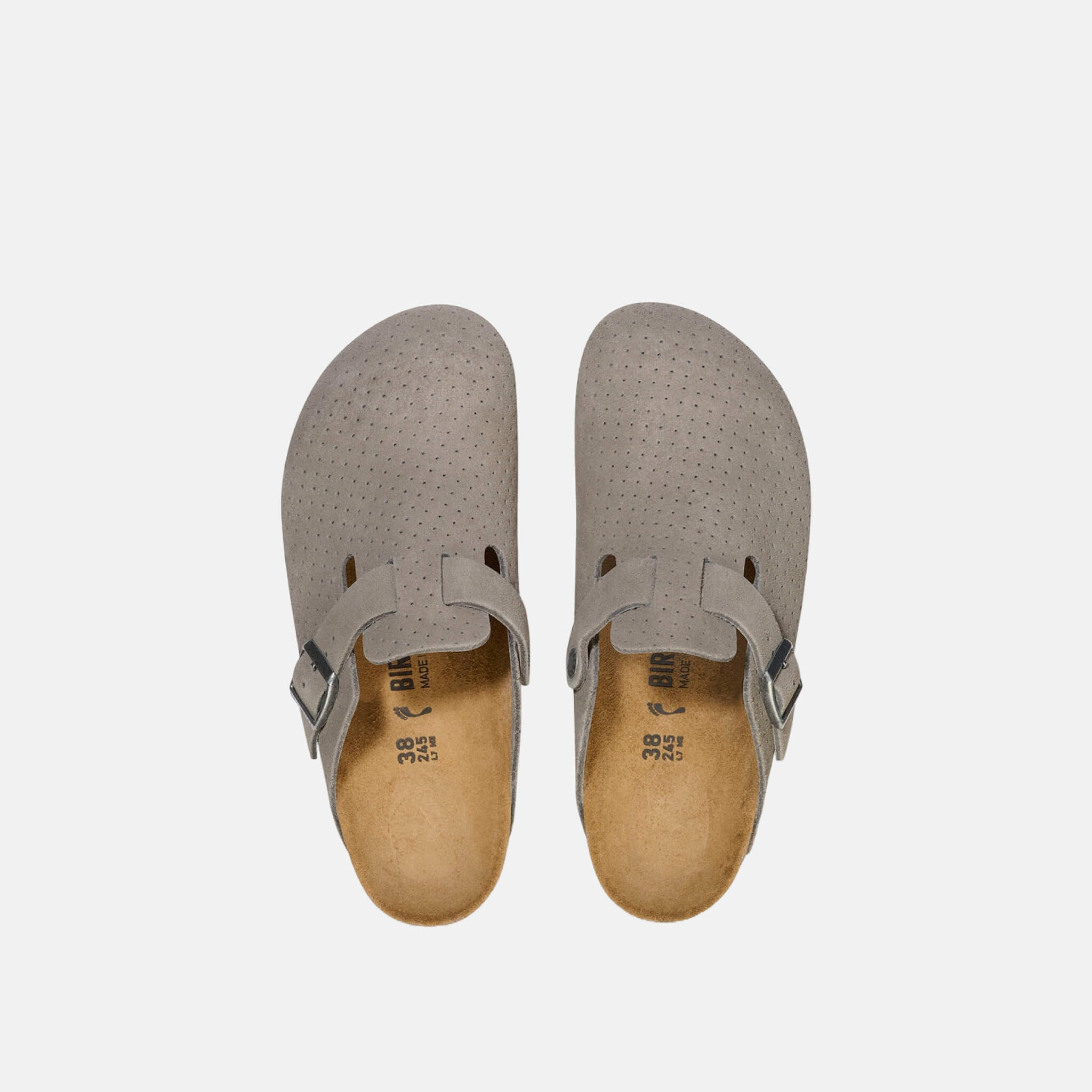 Papuci Regular Birkenstock Boston Suede Leather Embossed gri