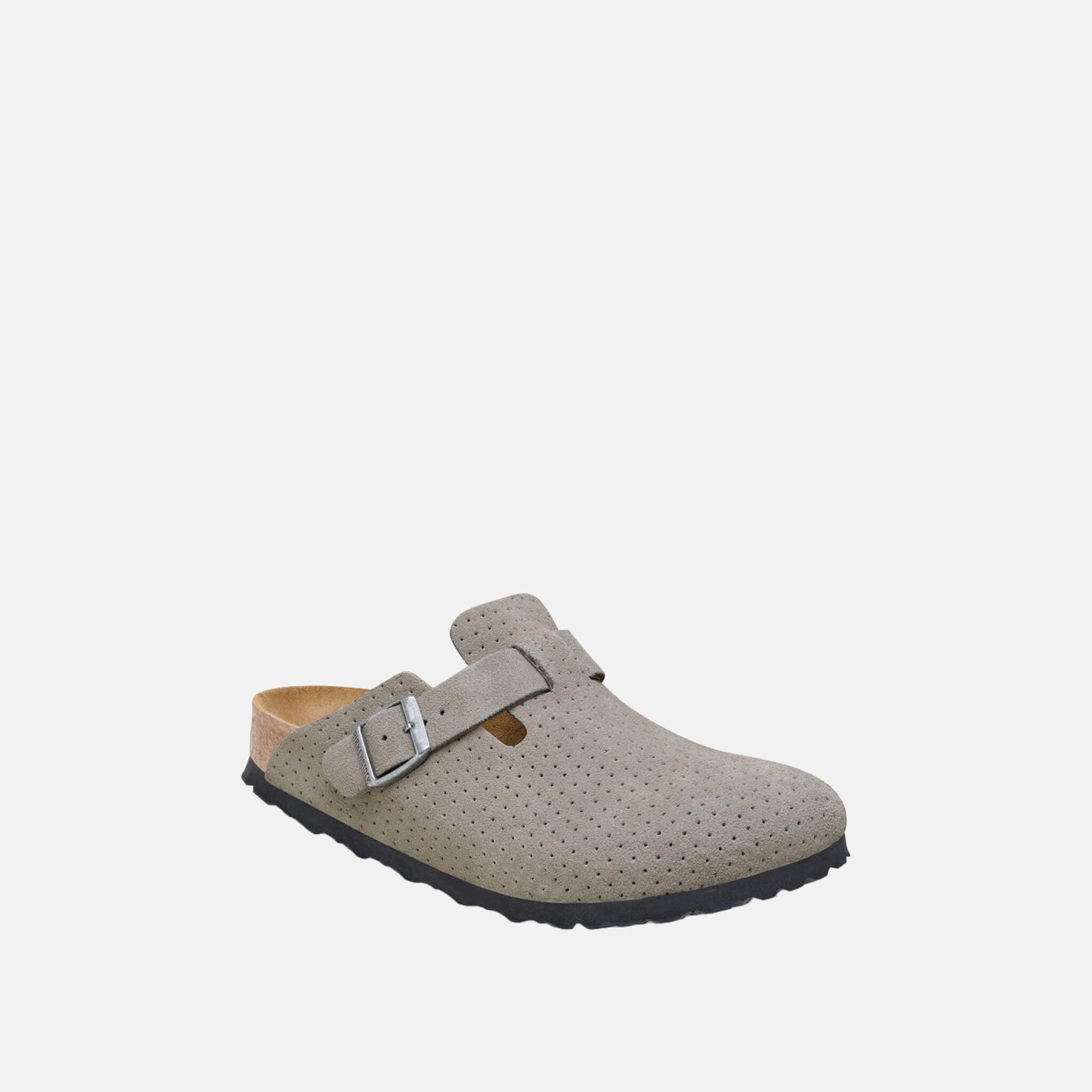Papuci Regular Birkenstock Boston Suede Leather Embossed gri