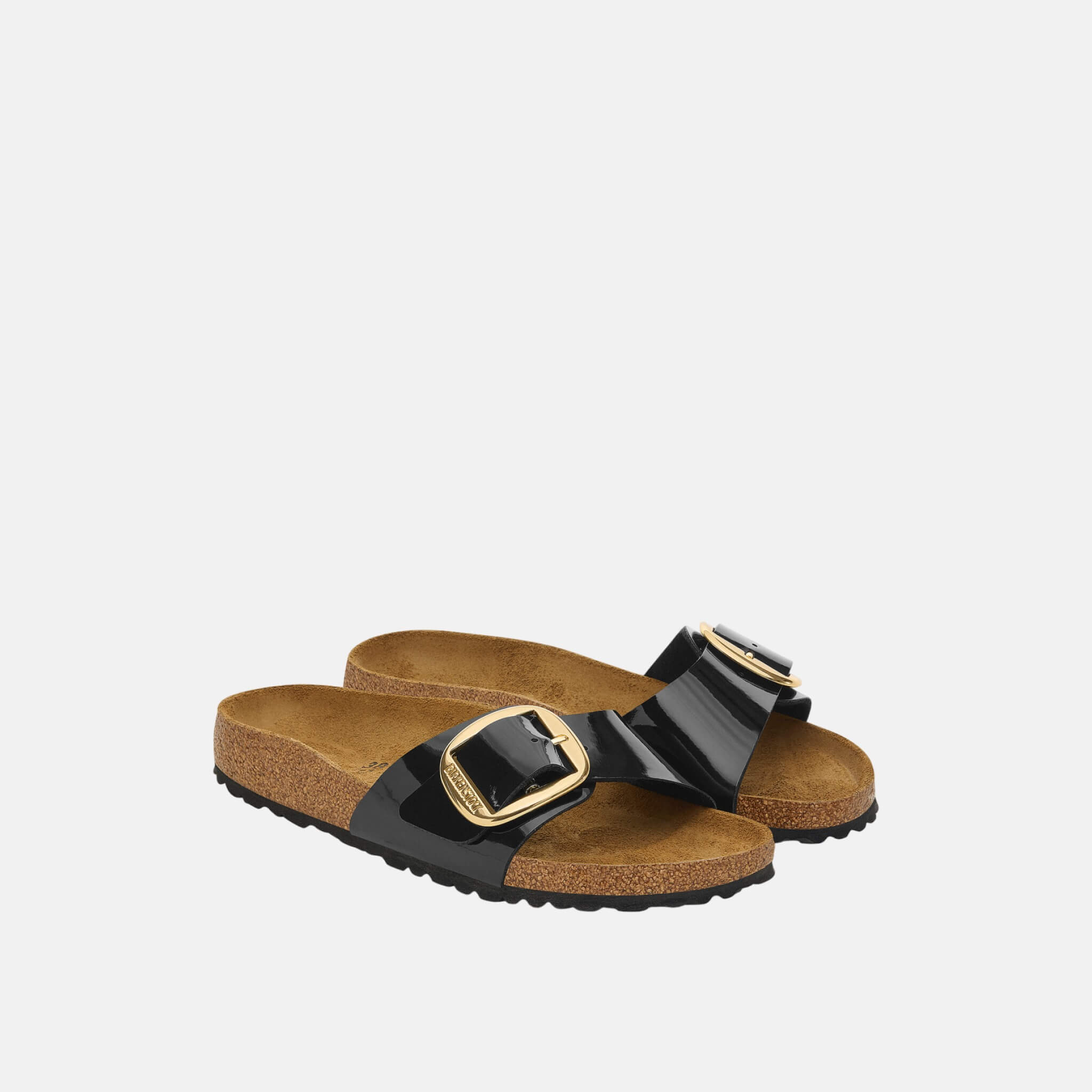 Papuci Regular Birkenstock Madrid Big Buckle Birko-Flor Patent negru