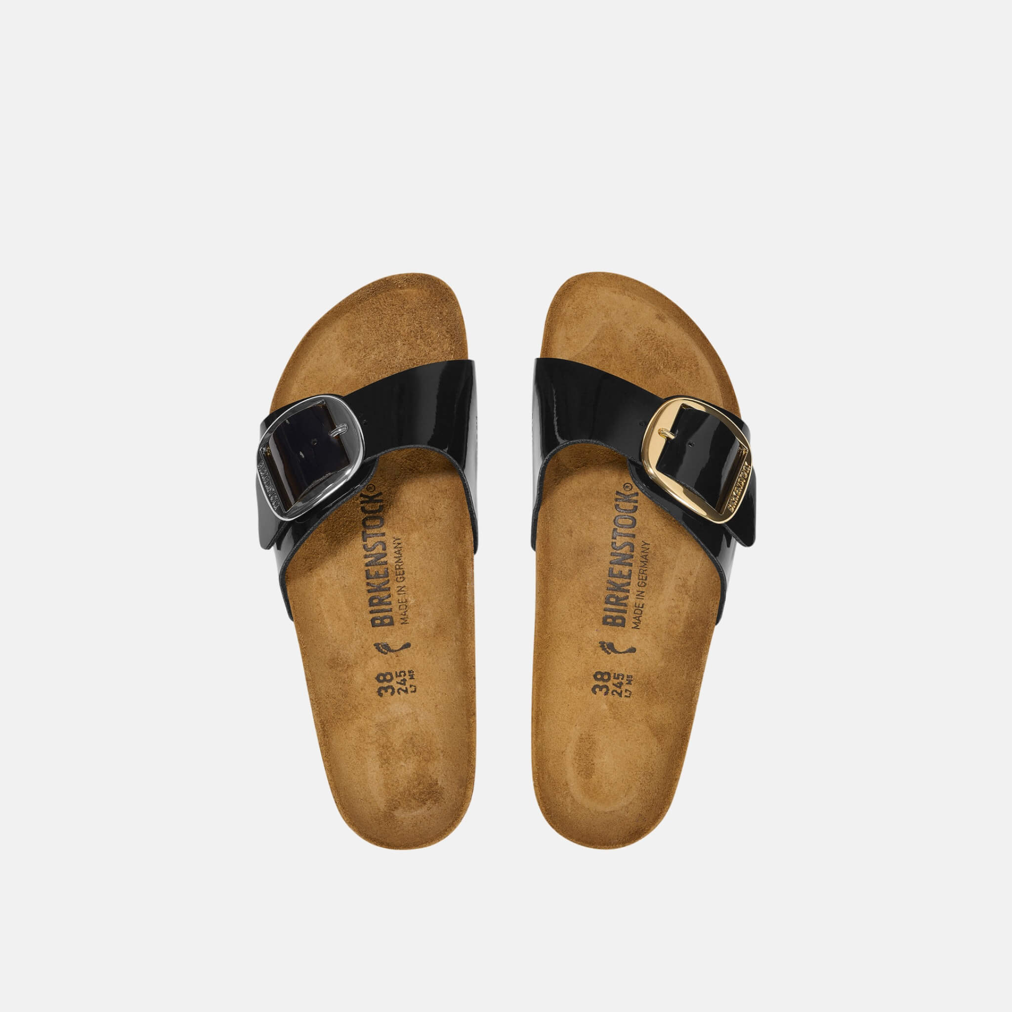 Papuci Regular Birkenstock Madrid Big Buckle Birko-Flor Patent negru