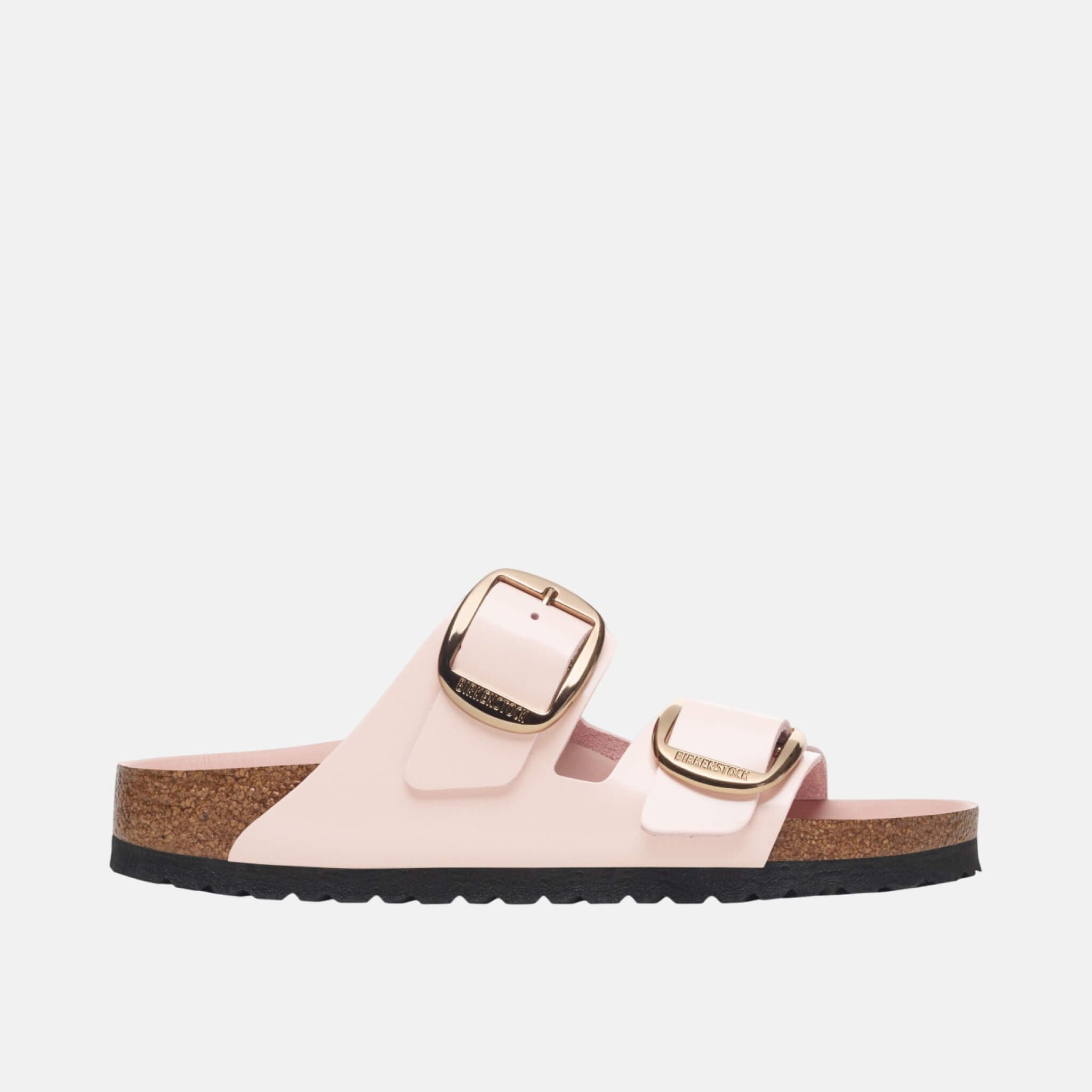 Papuci Regular Arizona Big Buckle Natural Leather Patent roz
