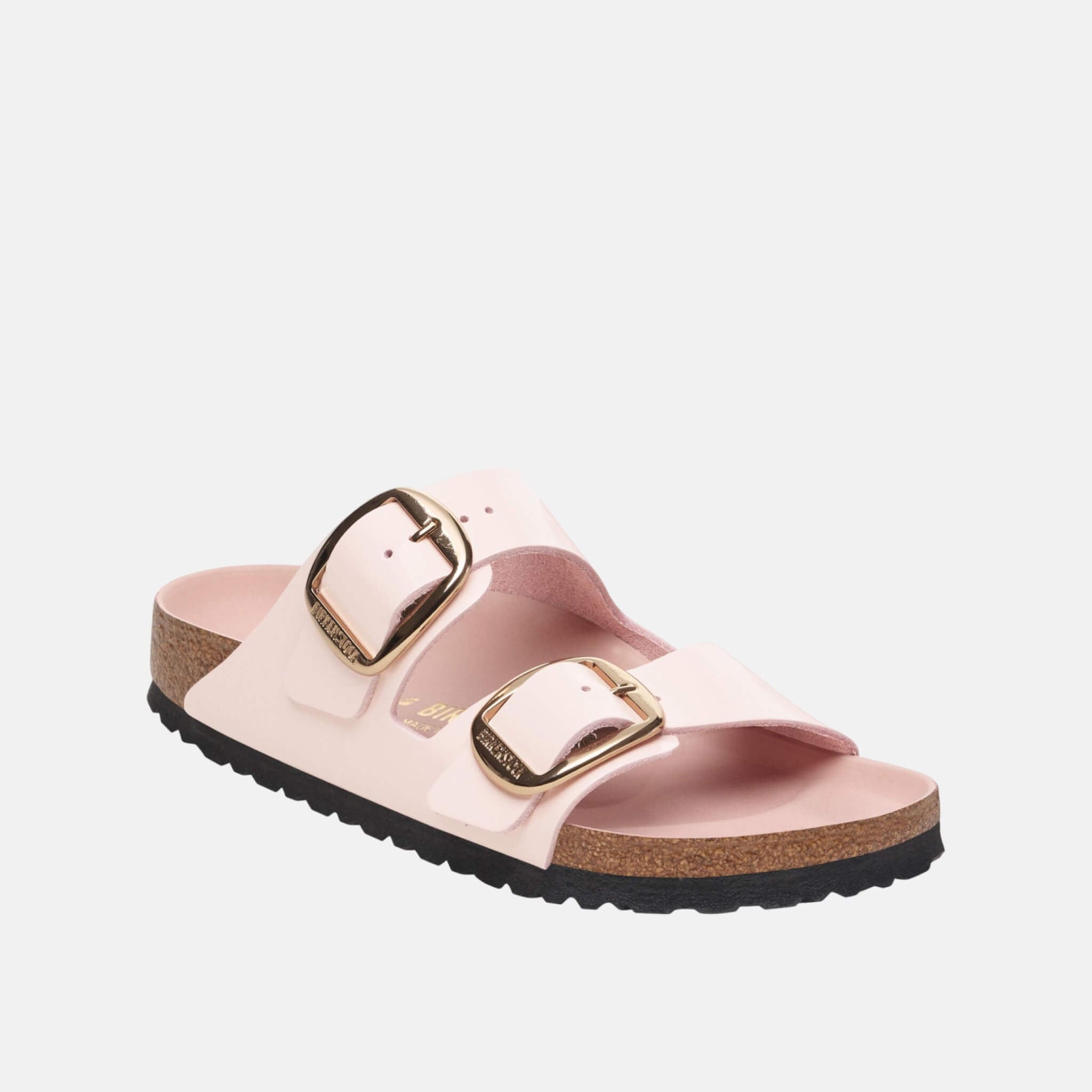 Papuci Regular Arizona Big Buckle Natural Leather Patent roz