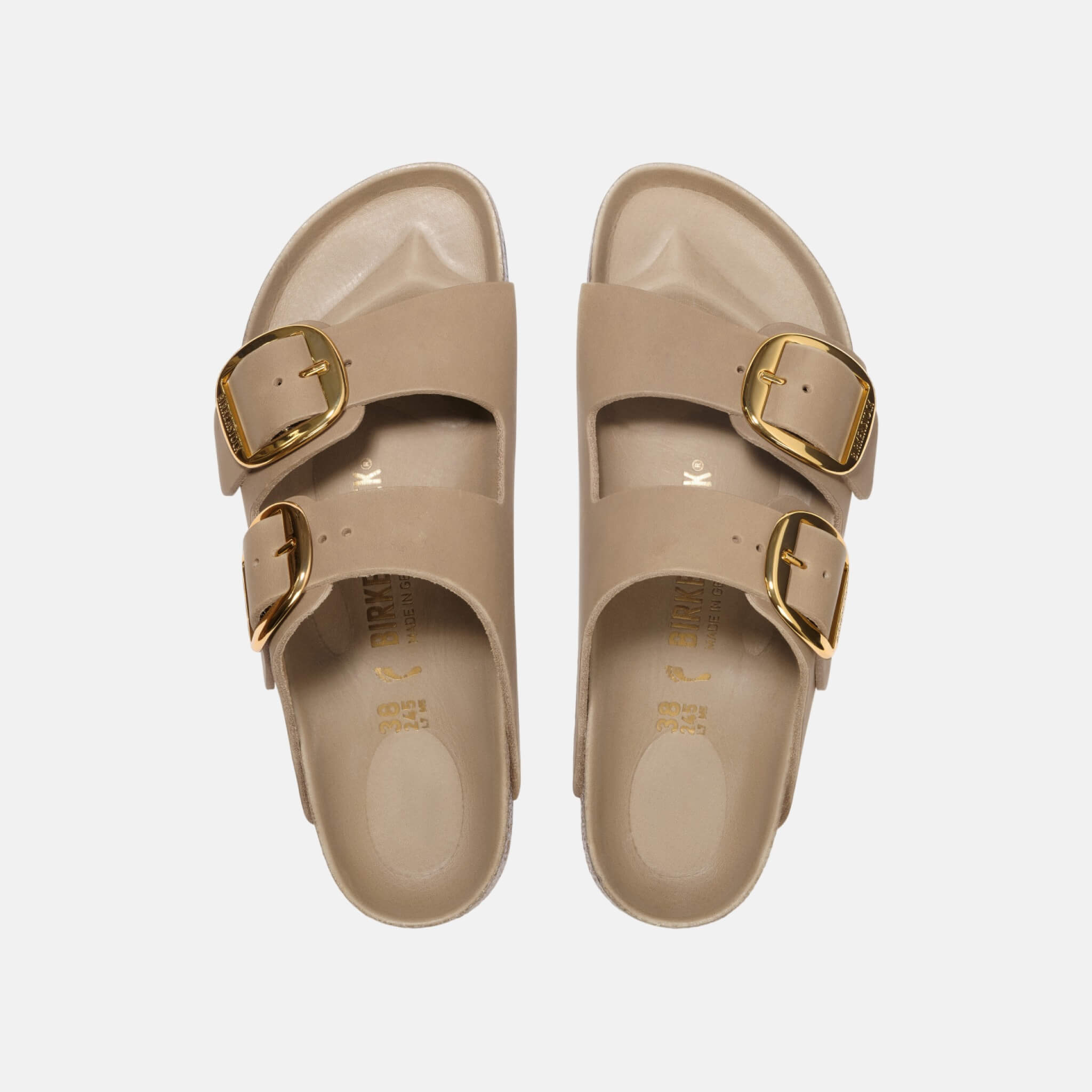 BIRKENSTOCK 23㎝ Papuci regular Birkenstock Arizona Big Buckle Natural Leather Oiled ma