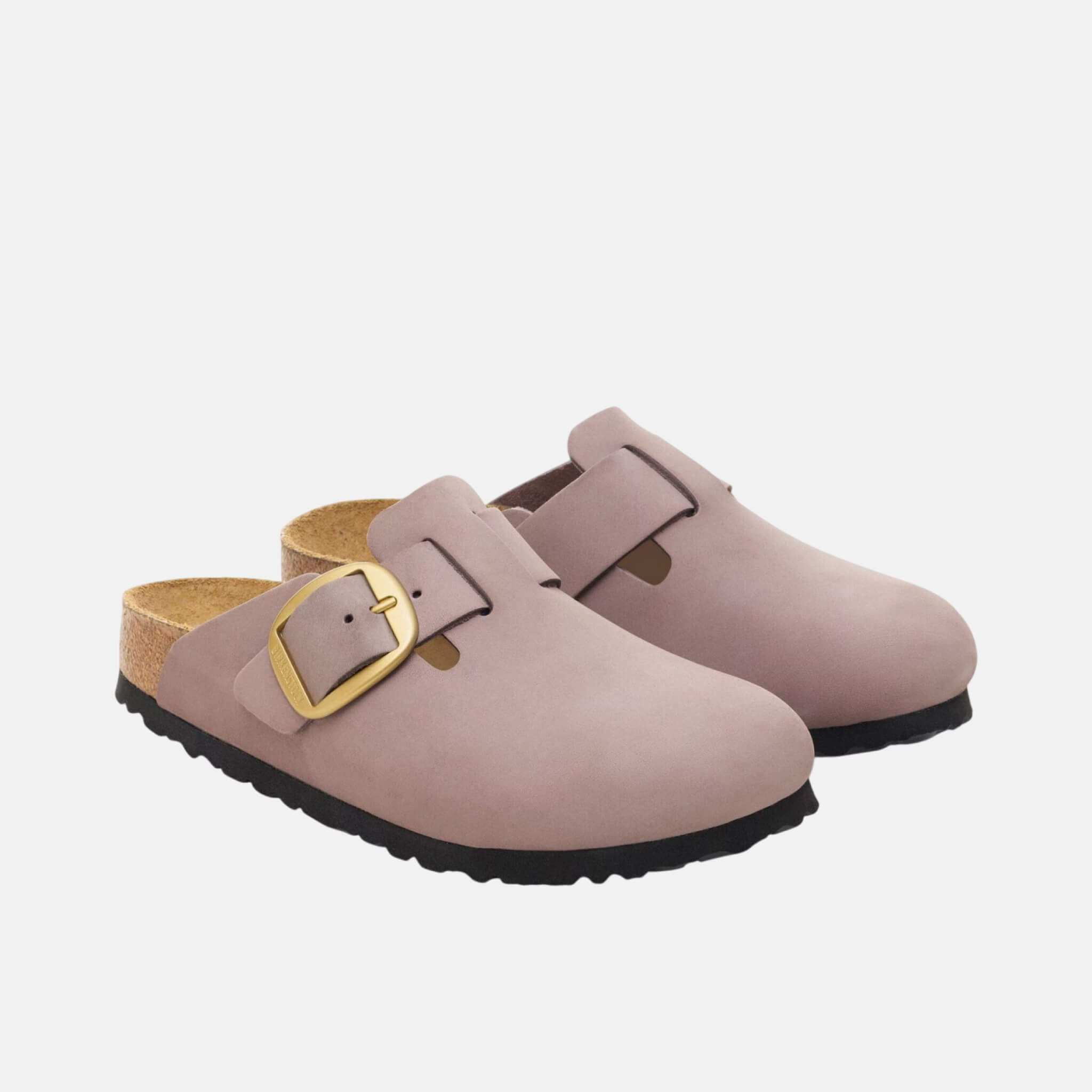 Saboți regular Boston Big Buckle Nubuk Leather mov