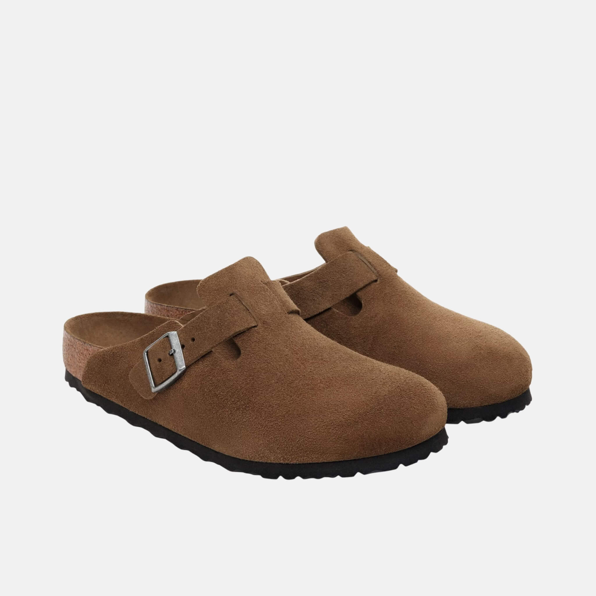 Saboți regular Boston Soft Footbed Suede Leather maro