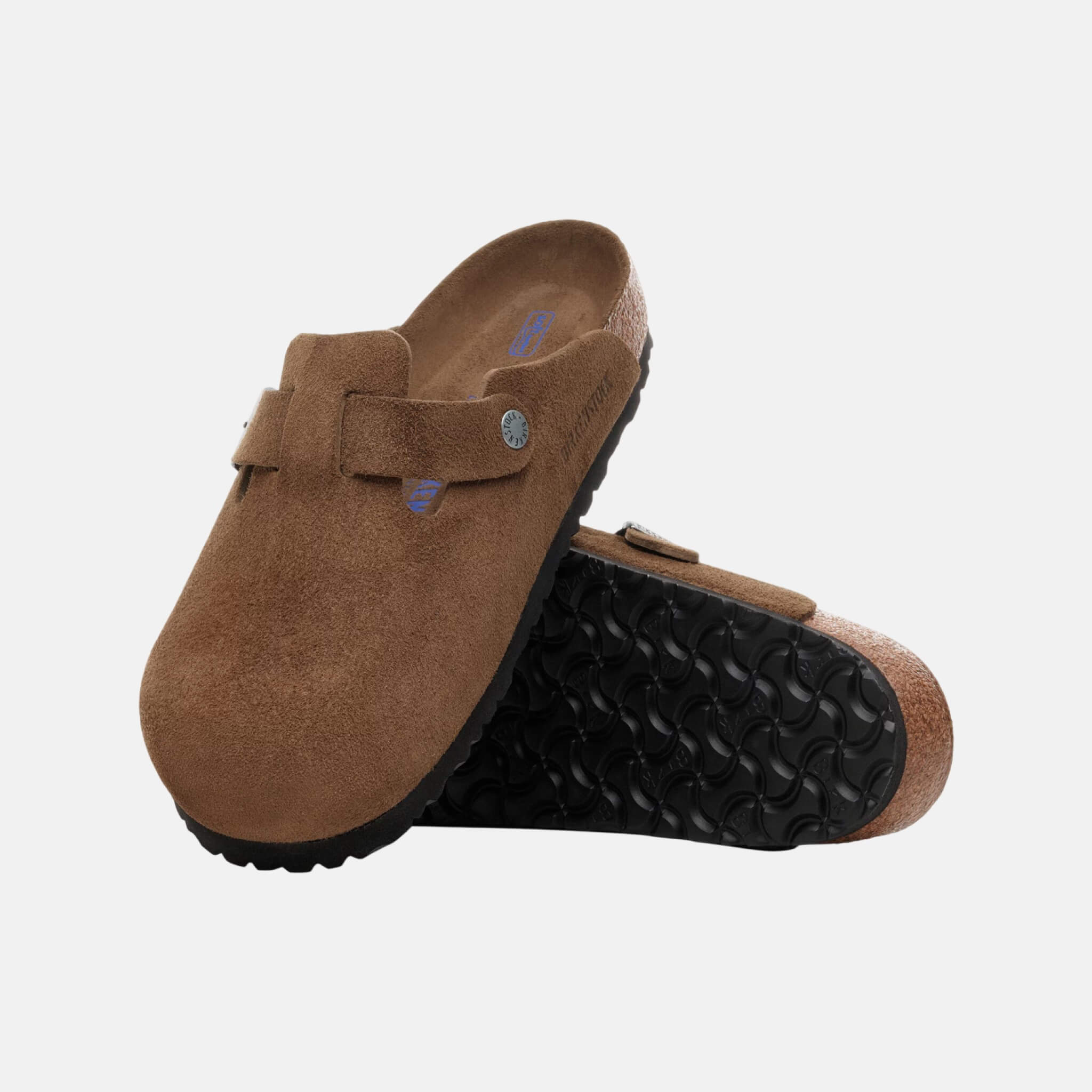 Saboți regular Boston Soft Footbed Suede Leather maro