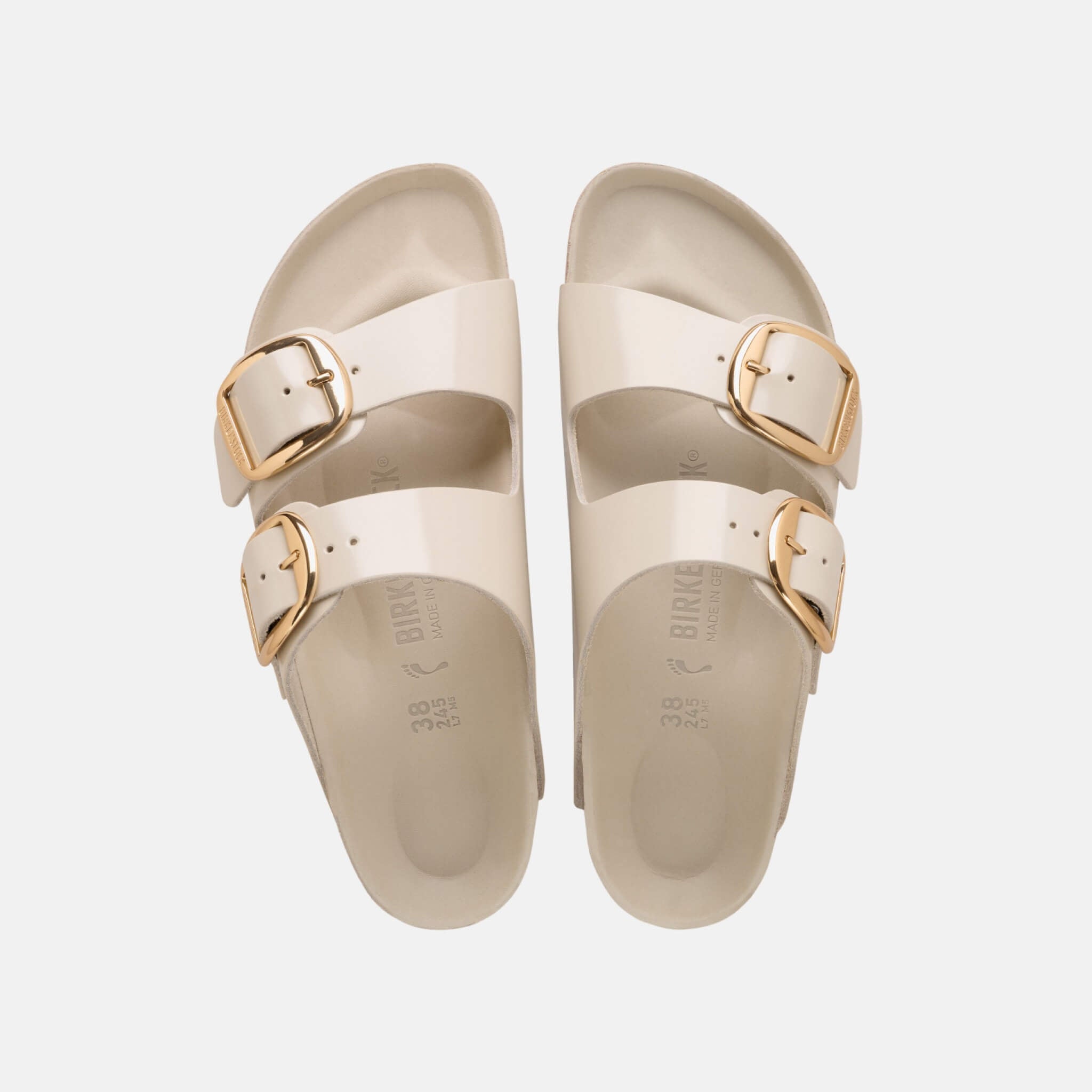 Papuci regular Birkenstock Arizona Big Buckle Natural Leather Patent a