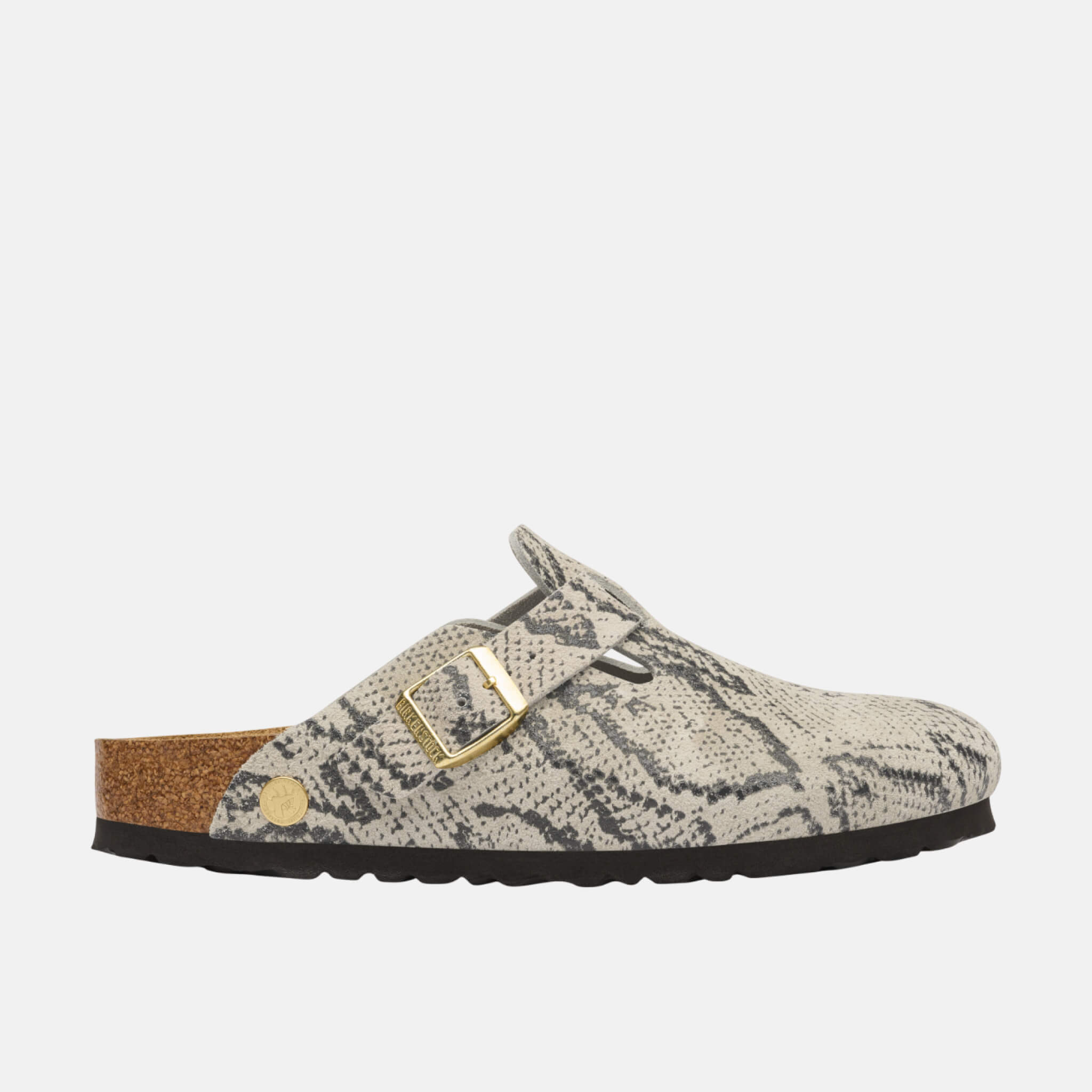 Saboți Regular gri Birkenstock Boston Rivet Logo Suede Leather de damă