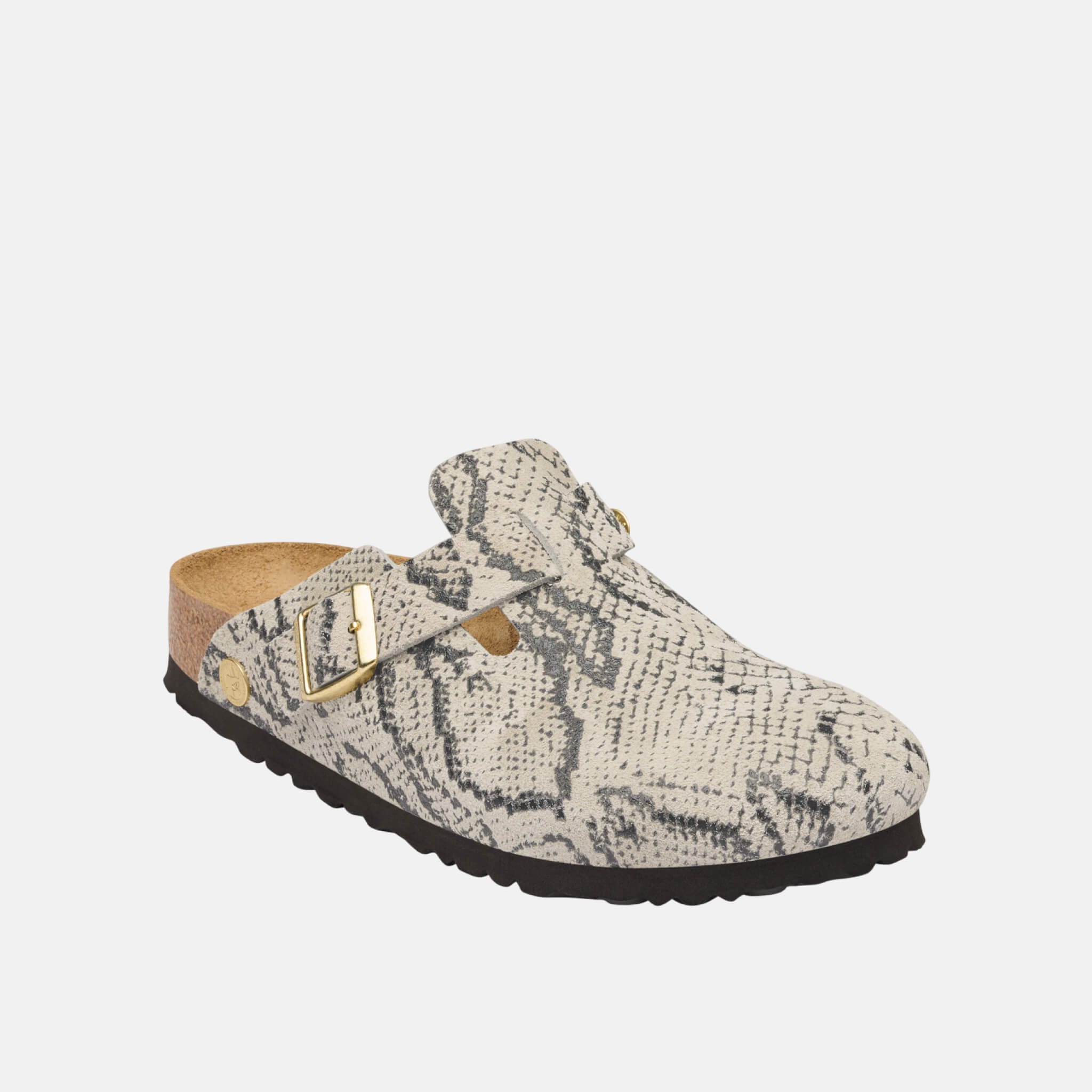 Saboți Regular gri Birkenstock Boston Rivet Logo Suede Leather de damă