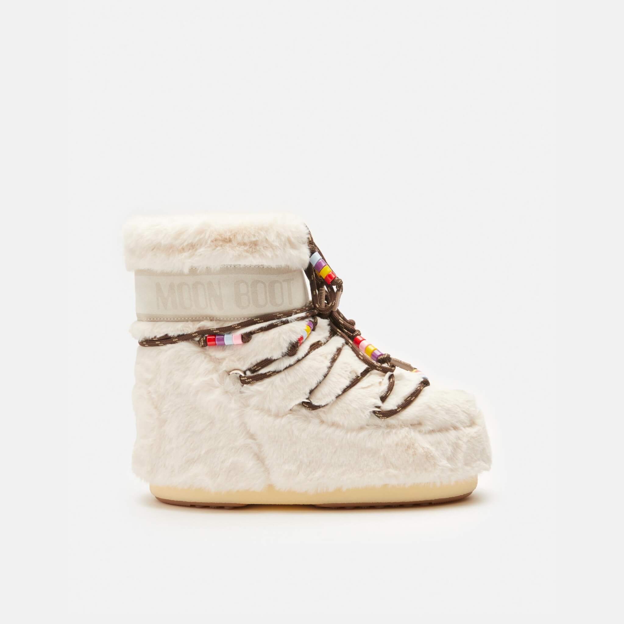 Cizme de iarnă bej Moon Boot Icon Low Faux Fur Beads de damă